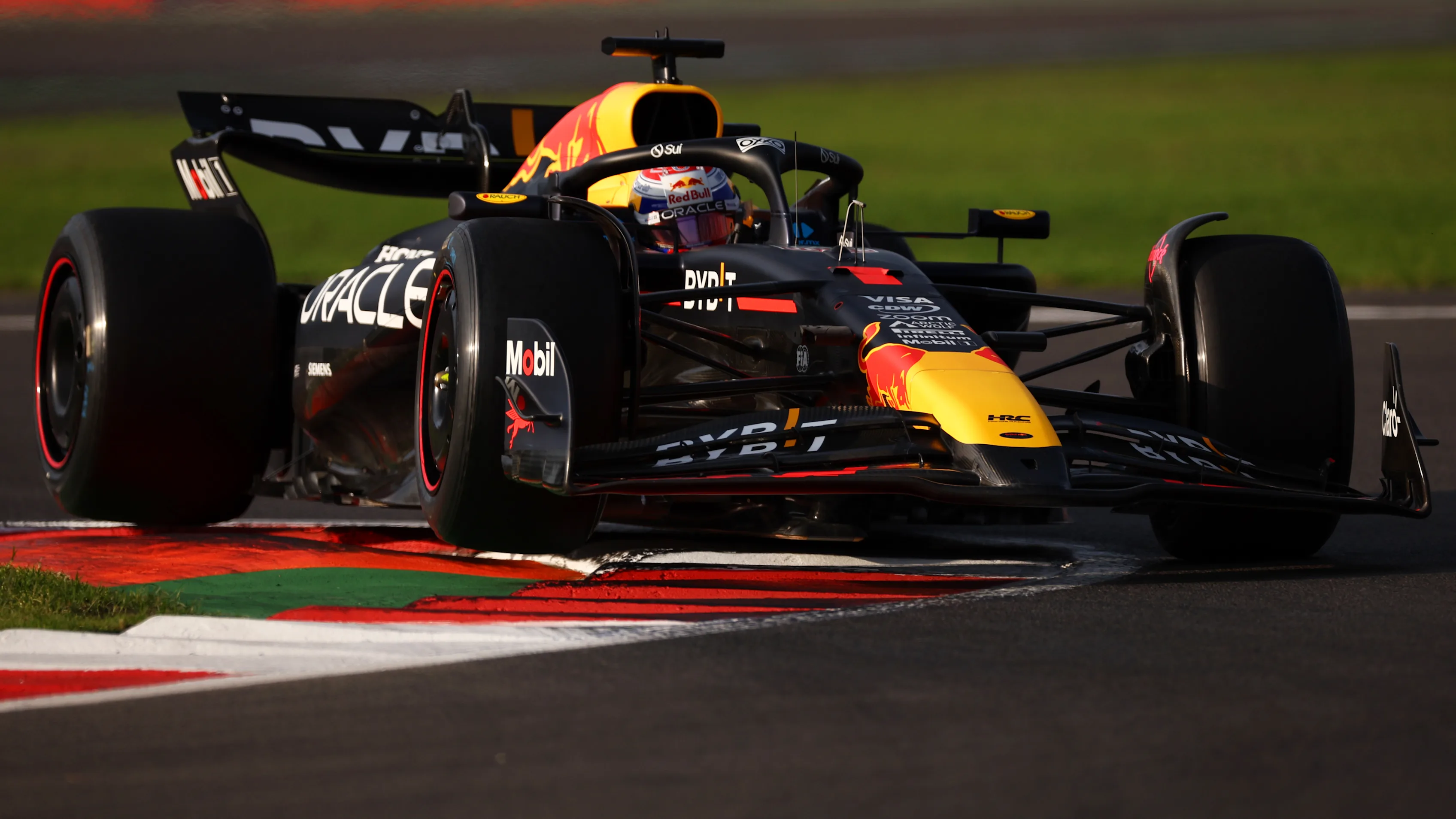 MEXICO CITY, MEXICO - OCTOBER 25: Max Verstappen of the Netherlands driving the (1) Oracle Red Bull