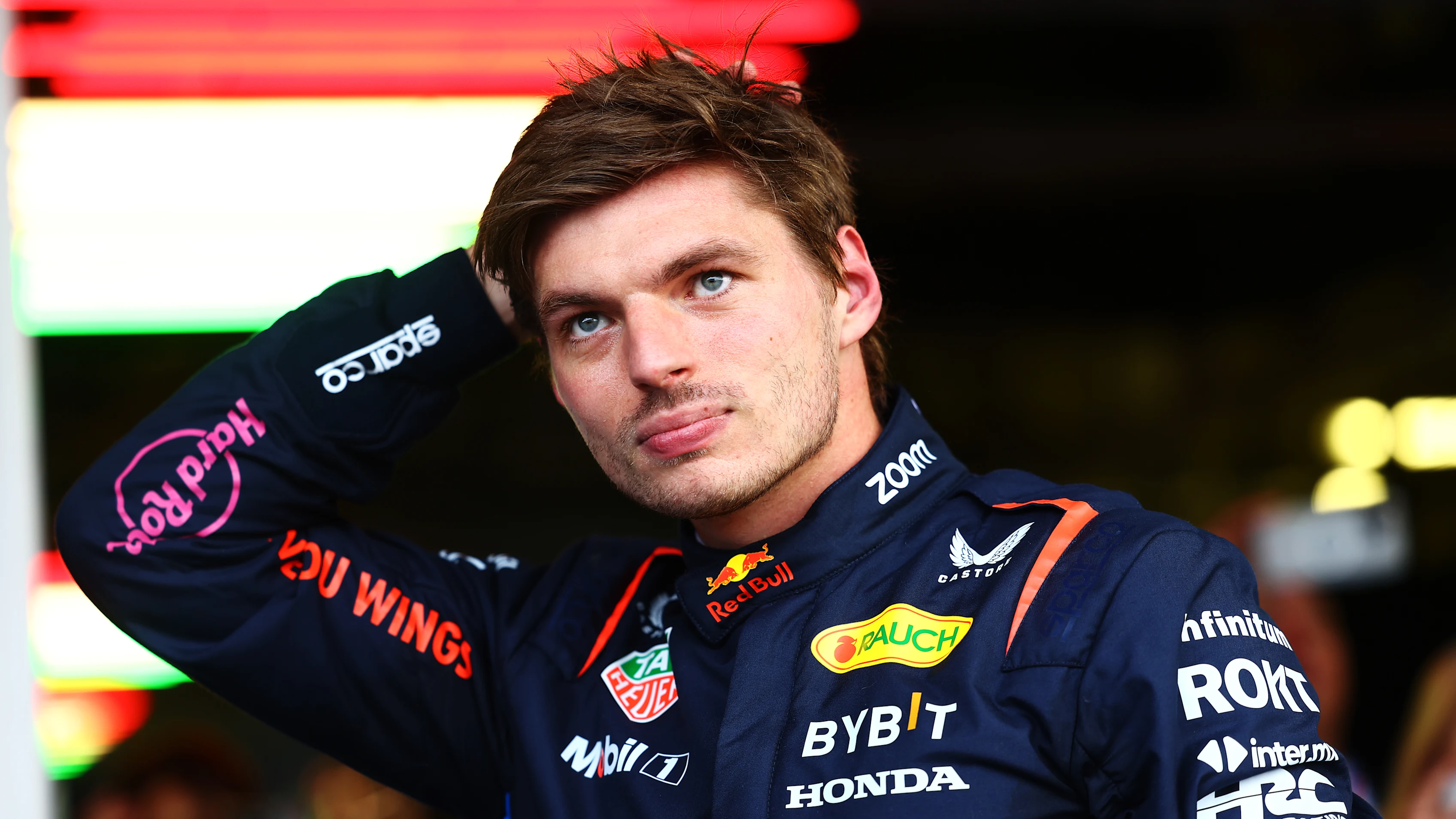 MEXICO CITY, MEXICO - OCTOBER 26: Second placed qualifier Max Verstappen of the Netherlands and