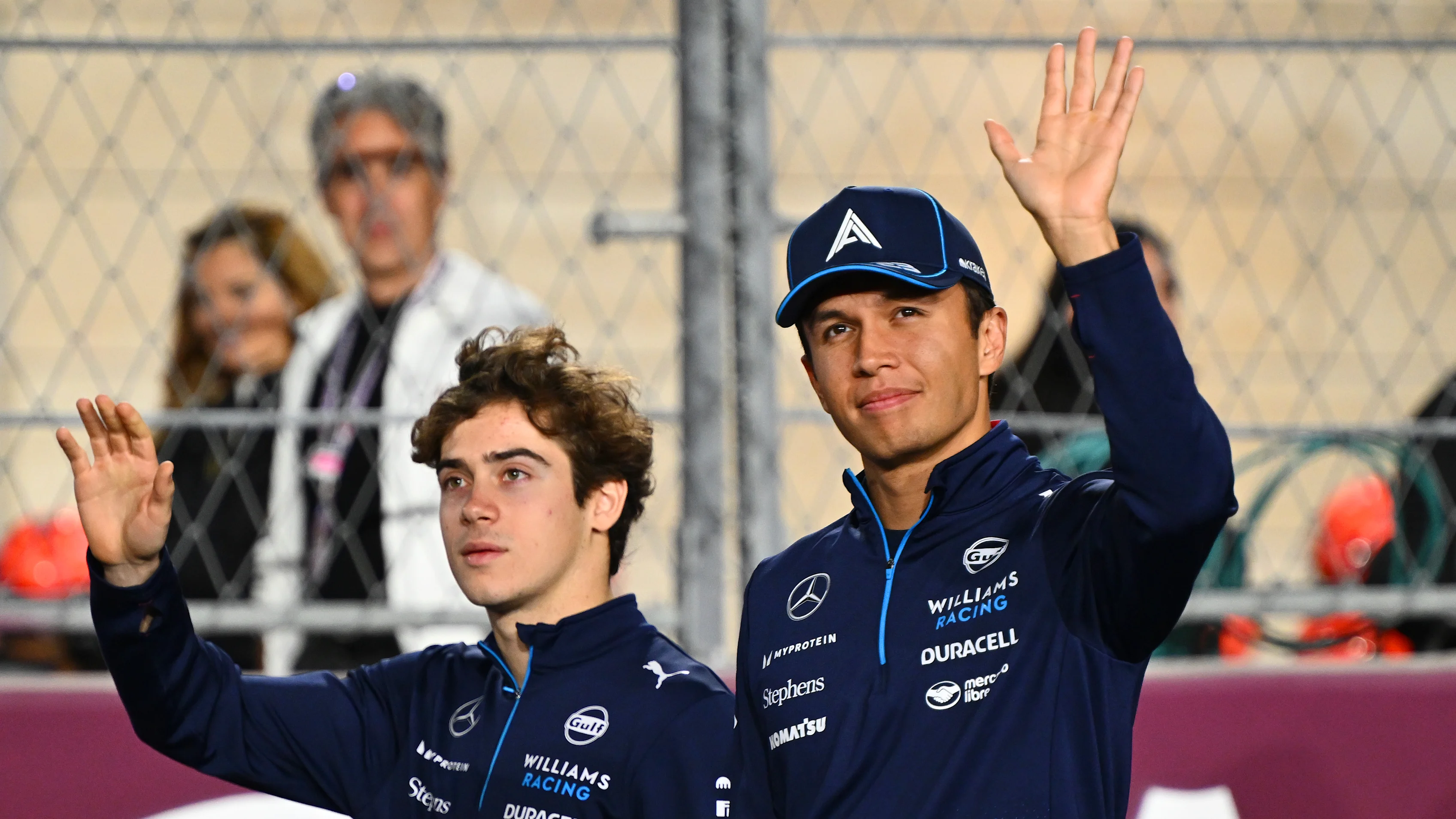 LUSAIL CITY, QATAR - DECEMBER 01: Franco Colapinto of Argentina and Williams and Alexander Albon of