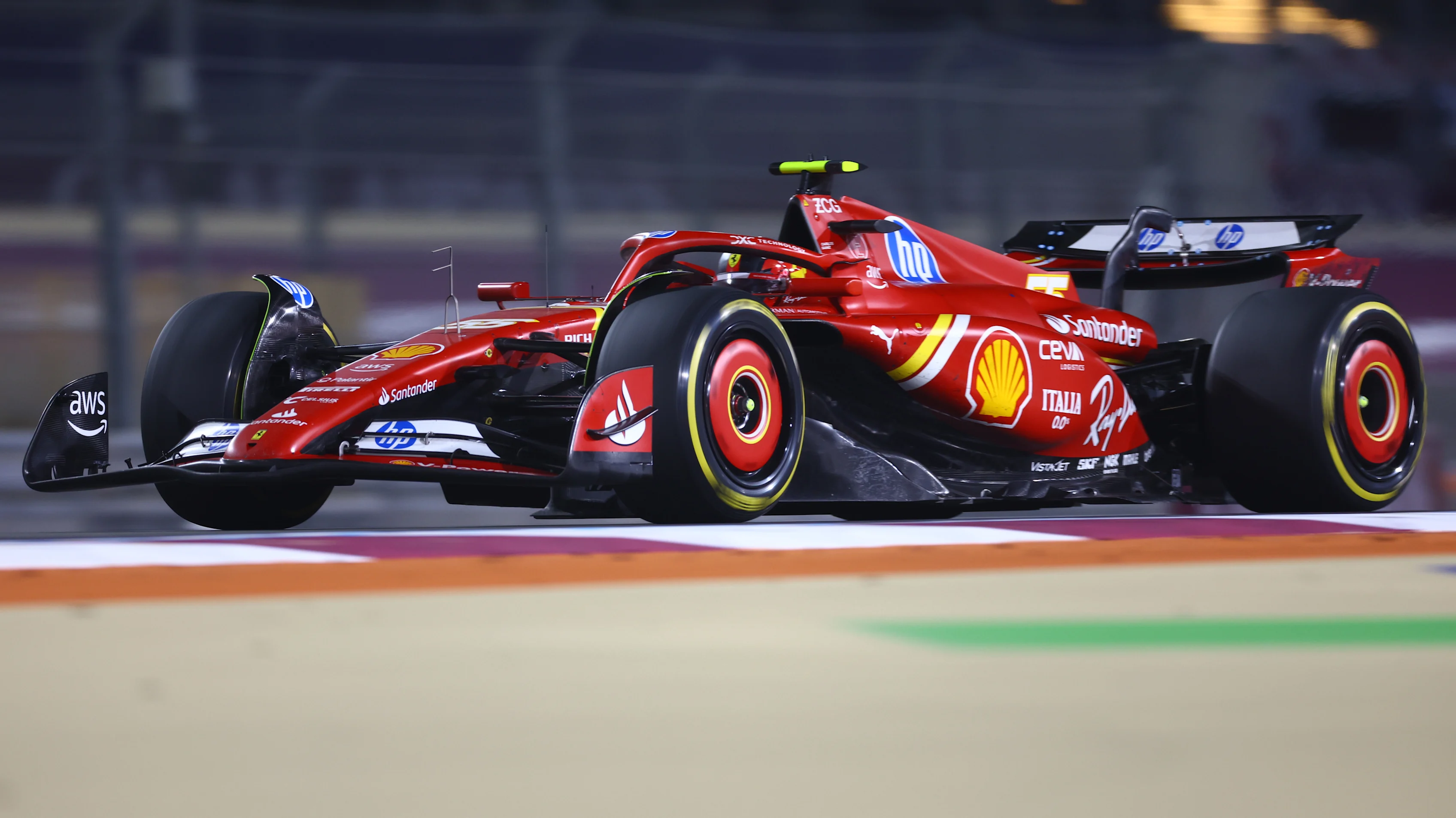 LUSAIL CITY, QATAR - DECEMBER 01: Carlos Sainz of Spain driving (55) the Ferrari SF-24 on track