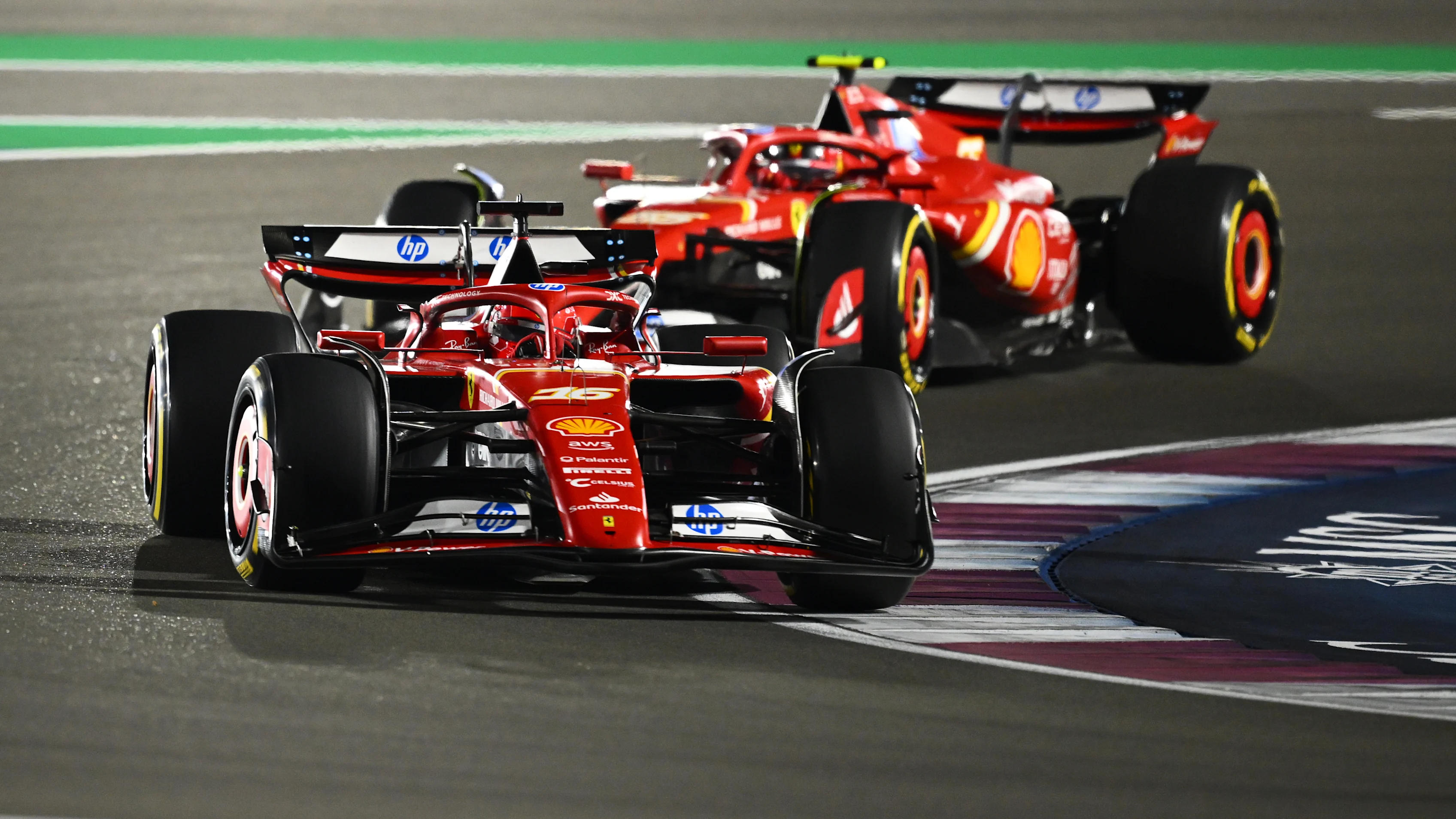 LUSAIL CITY, QATAR - DECEMBER 01: Charles Leclerc of Monaco driving the (16) Ferrari SF-24 leads