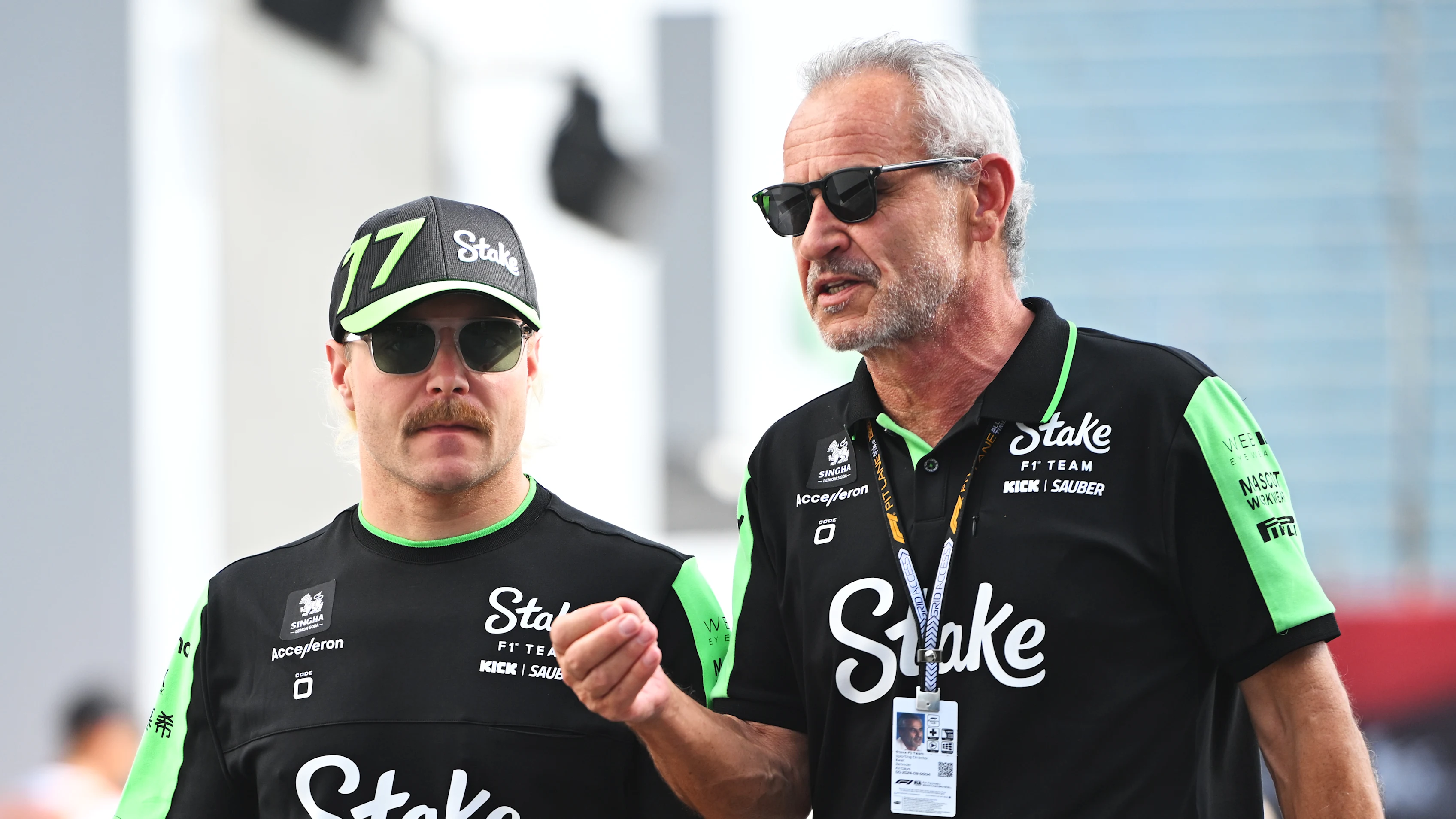 JEDDAH, SAUDI ARABIA - MARCH 09: Valtteri Bottas of Finland and Stake F1 Team Kick Sauber talks