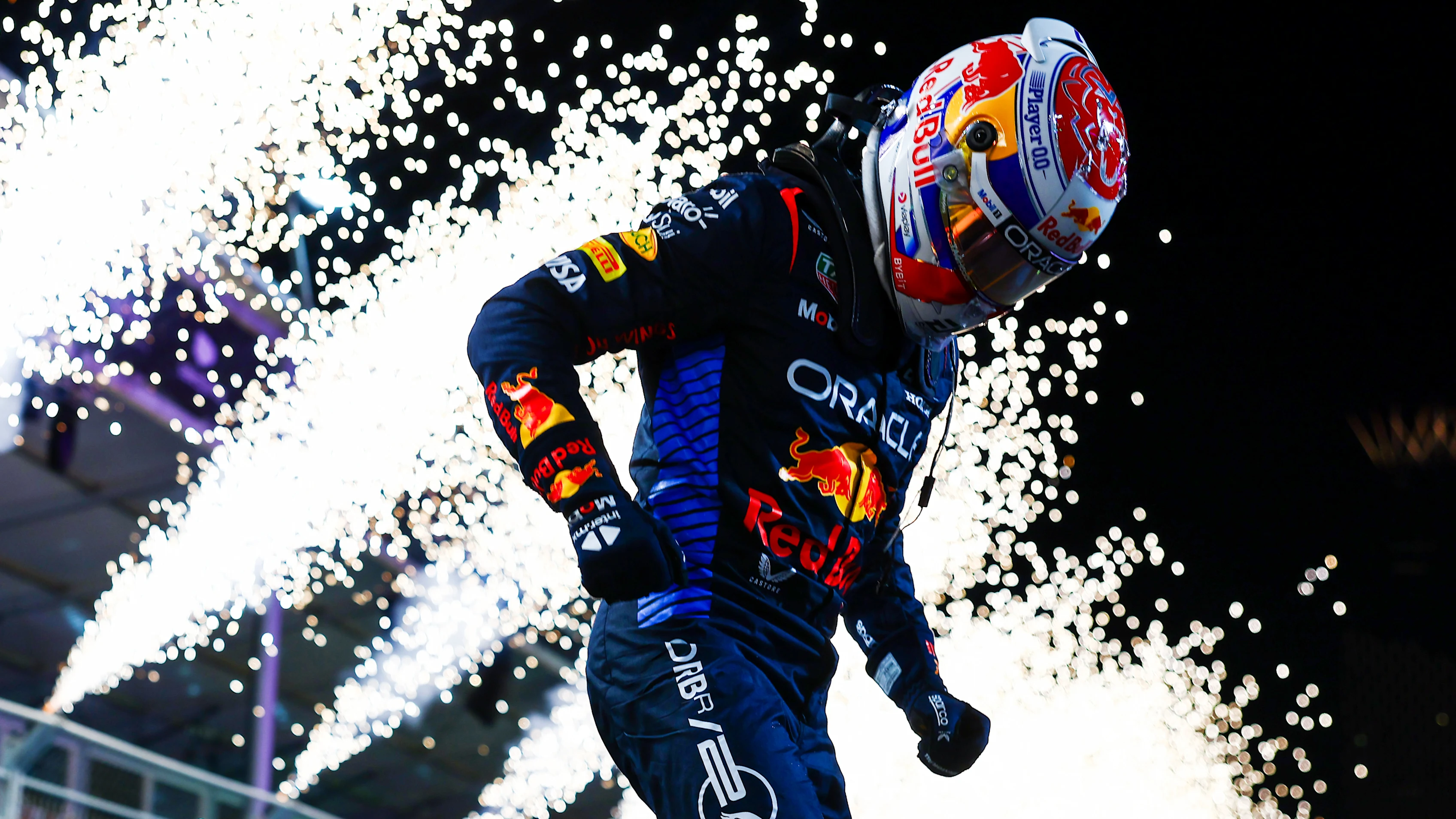 JEDDAH, SAUDI ARABIA - MARCH 09: Race winner Max Verstappen of the Netherlands and Oracle Red Bull