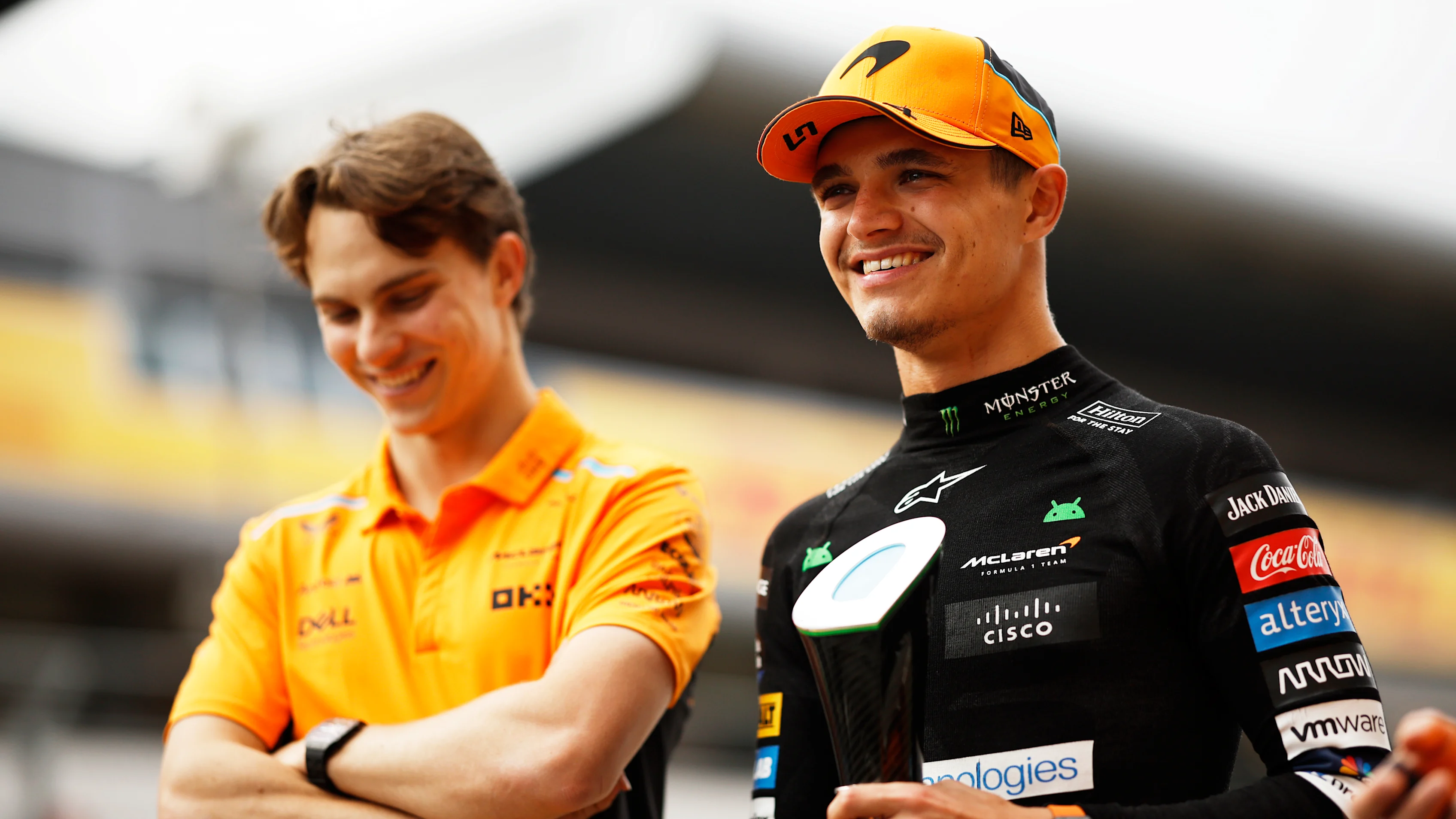 BARCELONA, SPAIN - JUNE 23: Second placed Lando Norris of Great Britain and McLaren smiles with his