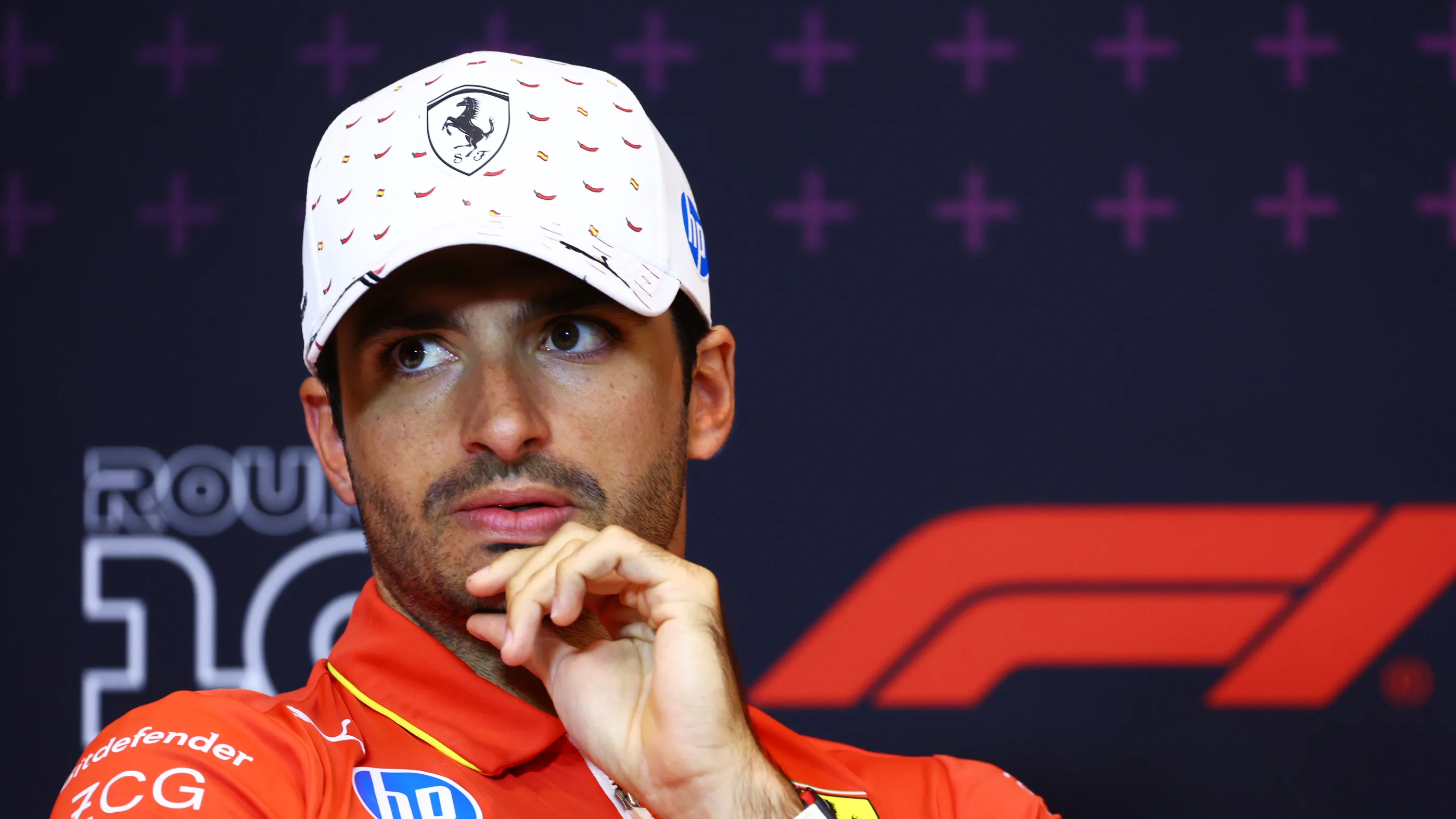 BARCELONA, SPAIN - JUNE 20: Carlos Sainz of Spain and Ferrari attends the press conference during