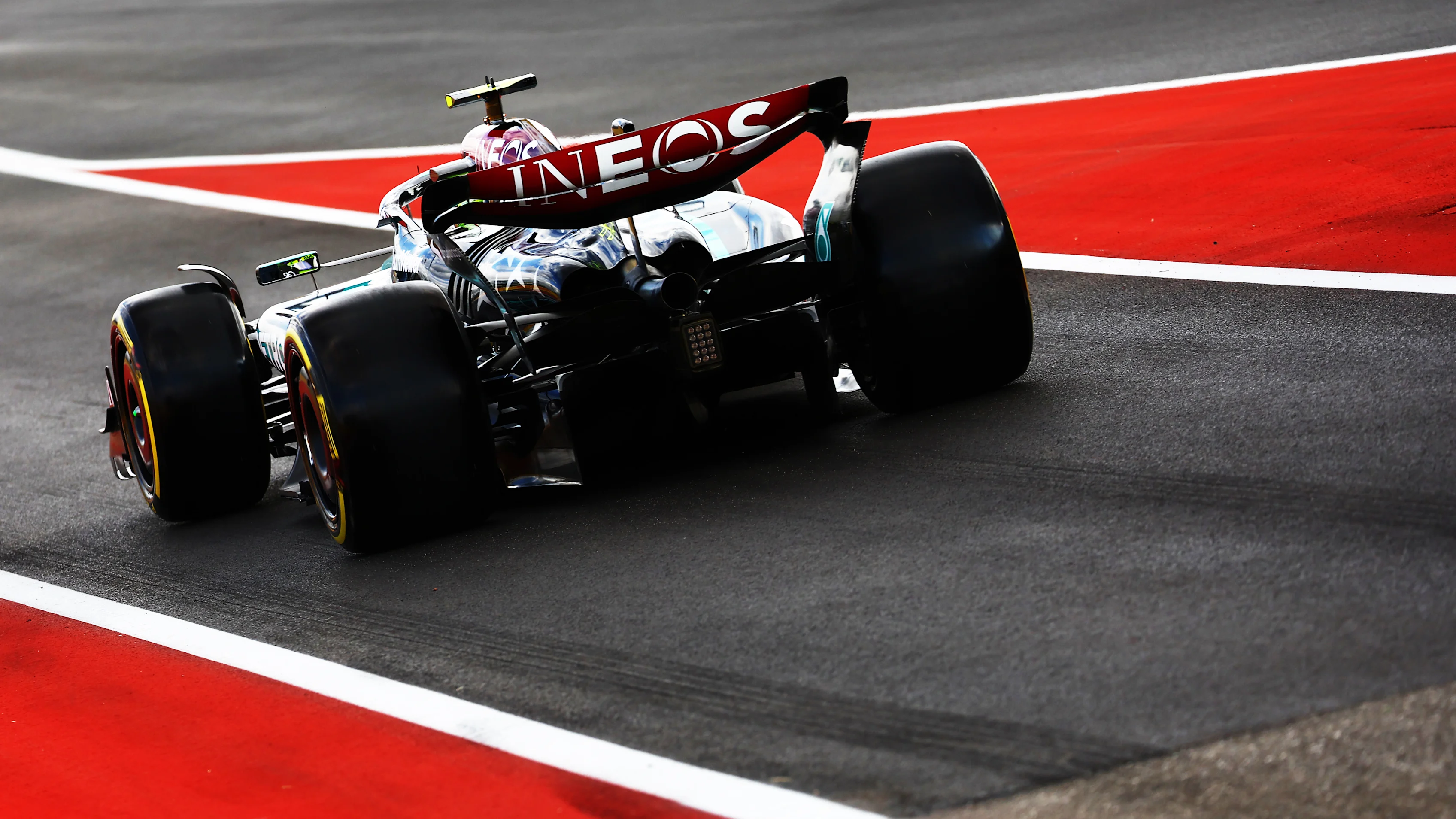 AUSTIN, TEXAS - OCTOBER 18: Lewis Hamilton of Great Britain driving the (44) Mercedes AMG Petronas