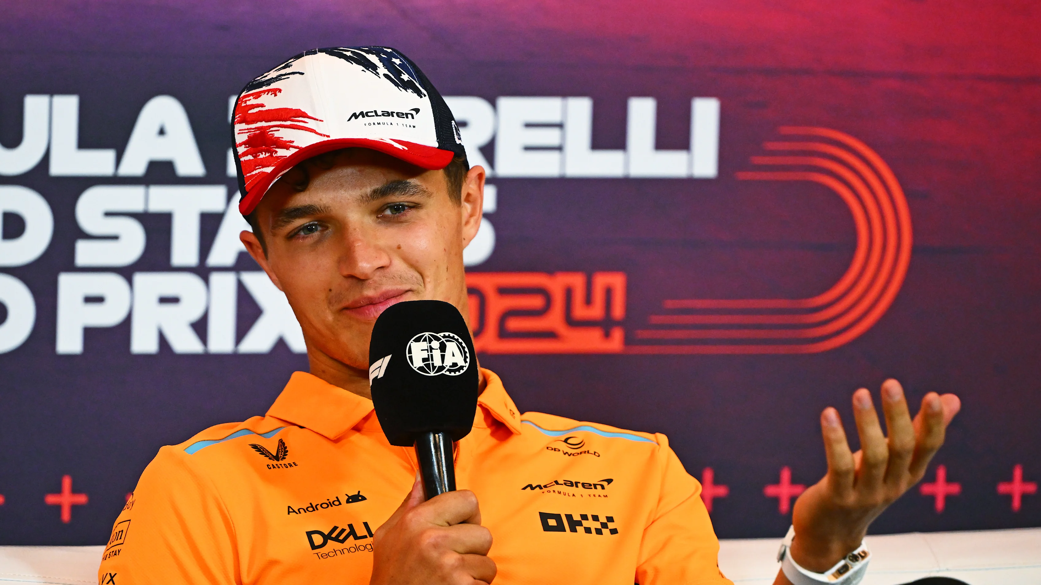 AUSTIN, TEXAS - OCTOBER 17: Lando Norris of Great Britain and McLaren attends the Drivers Press