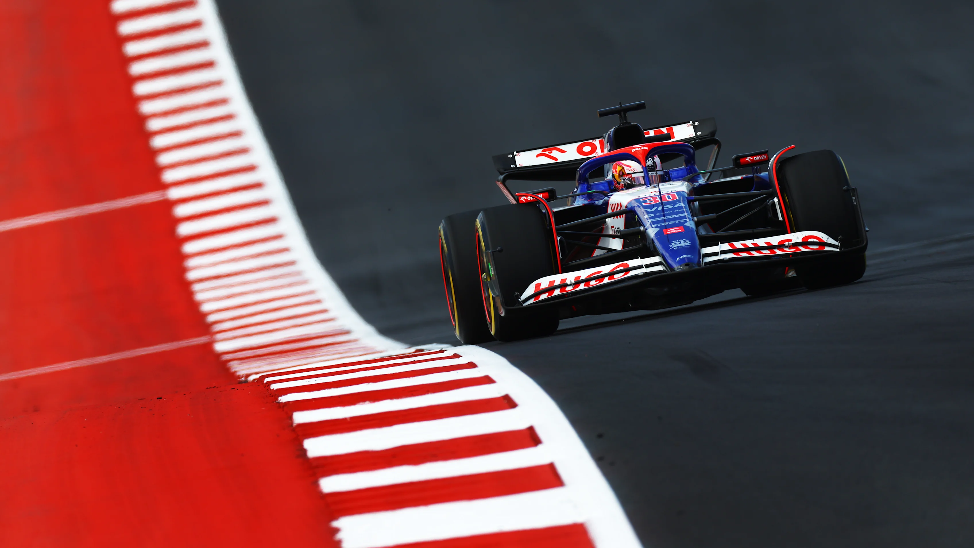 AUSTIN, TEXAS - OCTOBER 19: Liam Lawson of New Zealand driving the (30) Visa Cash App RB VCARB 01