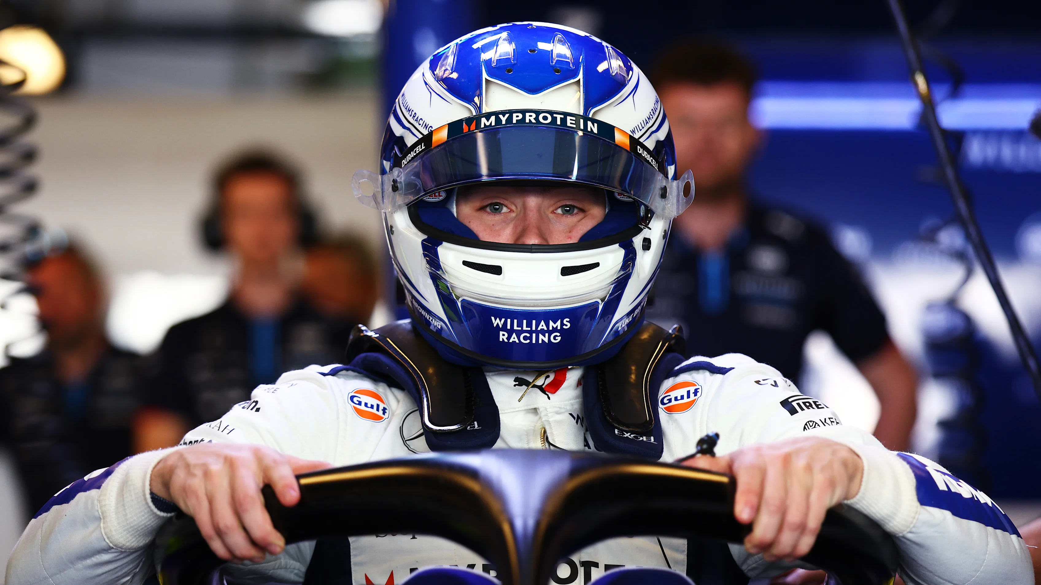 ABU DHABI, UNITED ARAB EMIRATES - DECEMBER 10: Luke Browning of Great Britain and Williams prepares