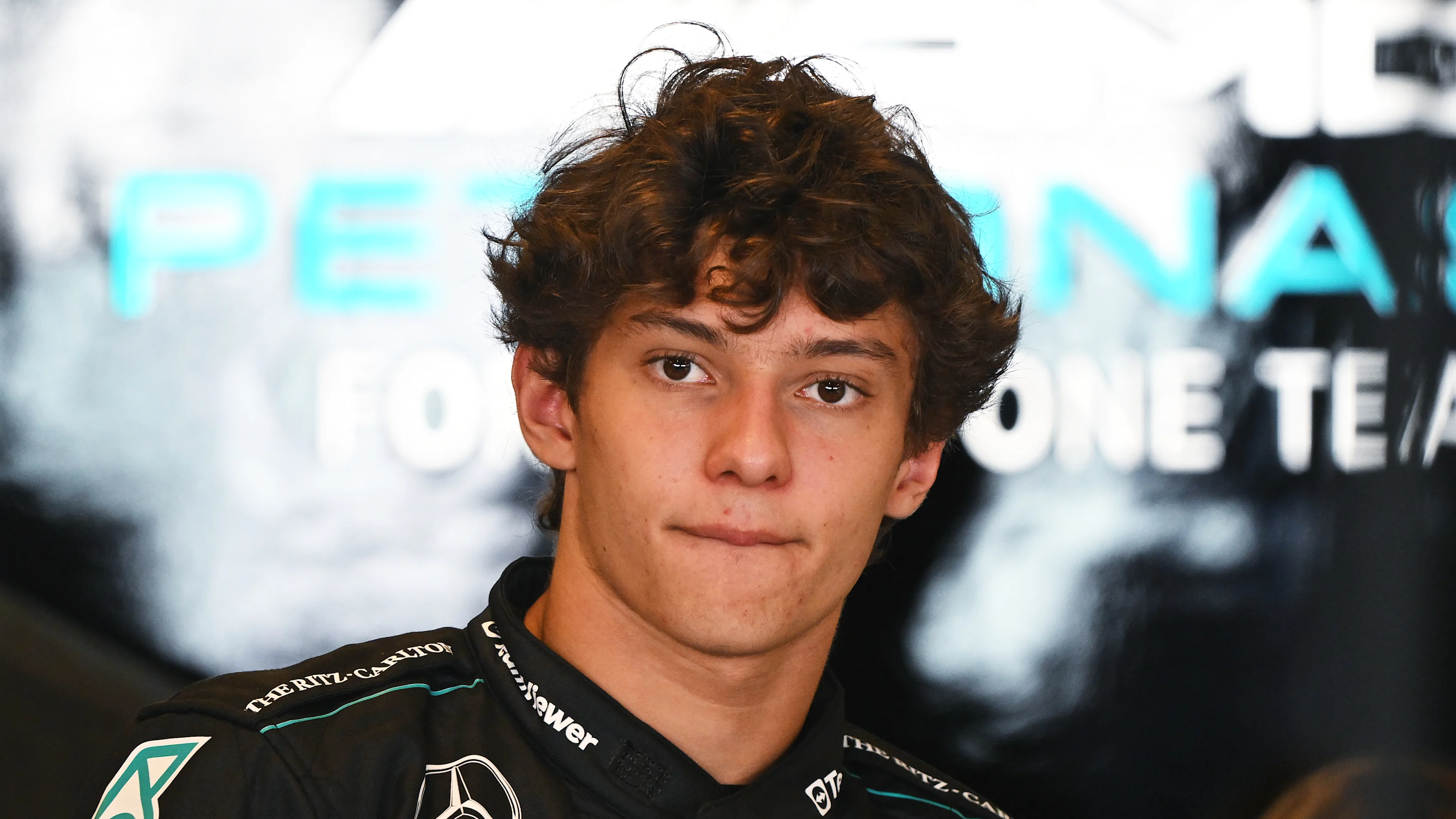 ABU DHABI, UNITED ARAB EMIRATES - DECEMBER 10: Andrea Kimi Antonelli of Italy and Mercedes looks on