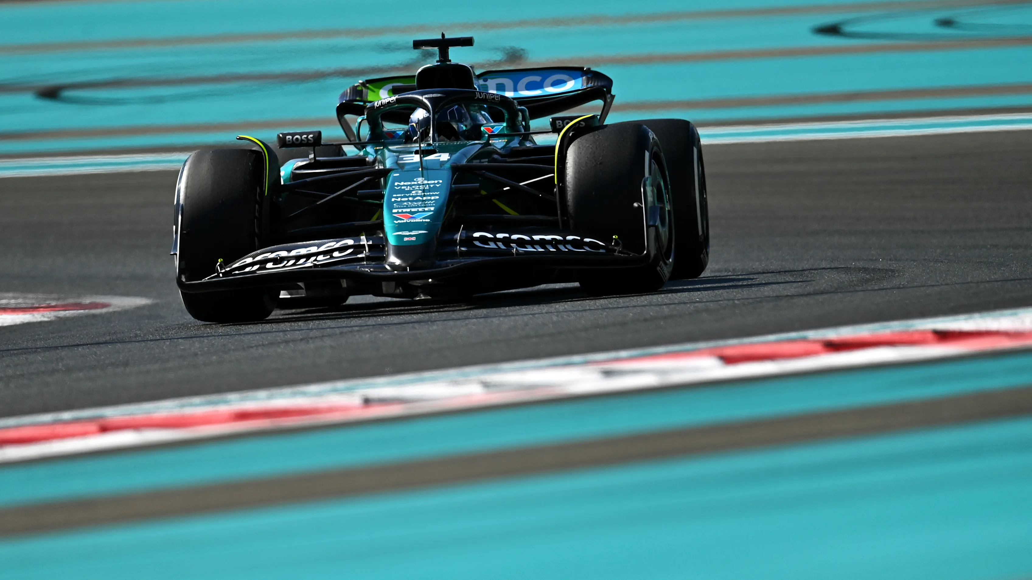 ABU DHABI, UNITED ARAB EMIRATES - DECEMBER 10: Felipe Drugovich of Brazil driving the (34) Aston