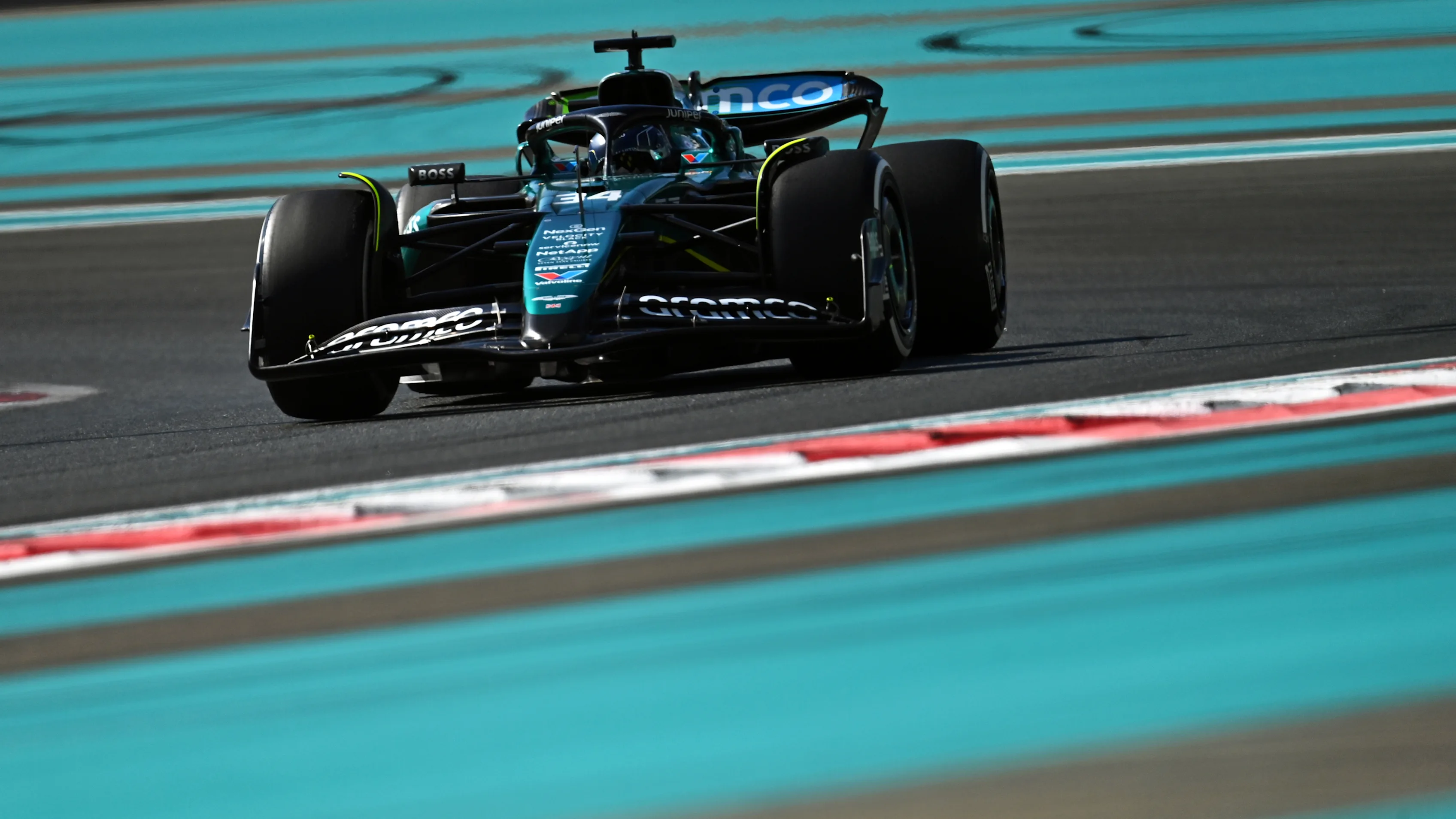 ABU DHABI, UNITED ARAB EMIRATES - DECEMBER 10: Felipe Drugovich of Brazil driving the (34) Aston