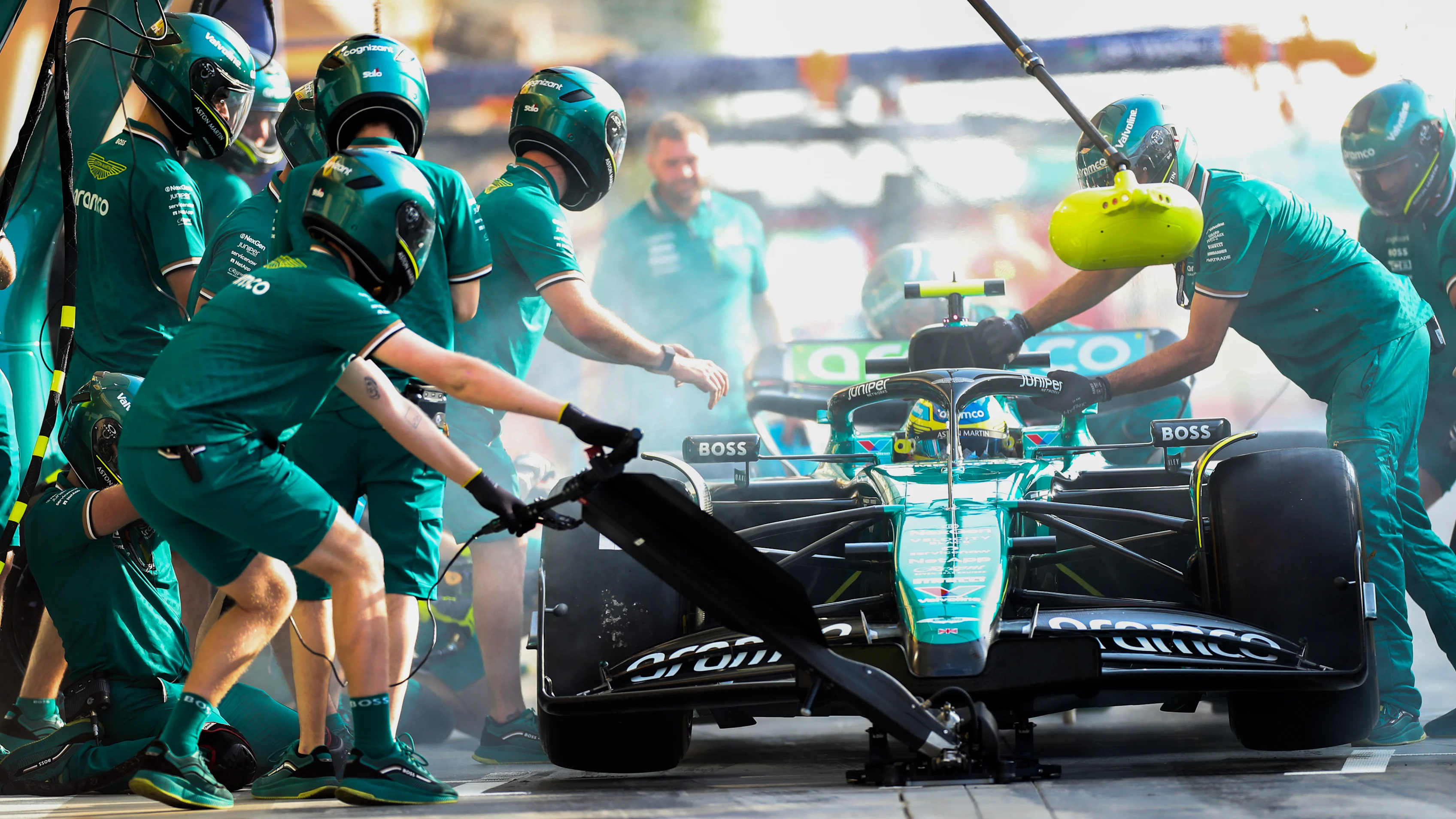 BAHRAIN, BAHRAIN - FEBRUARY 23: Fernando Alonso of Spain driving the (14) Aston Martin AMR24