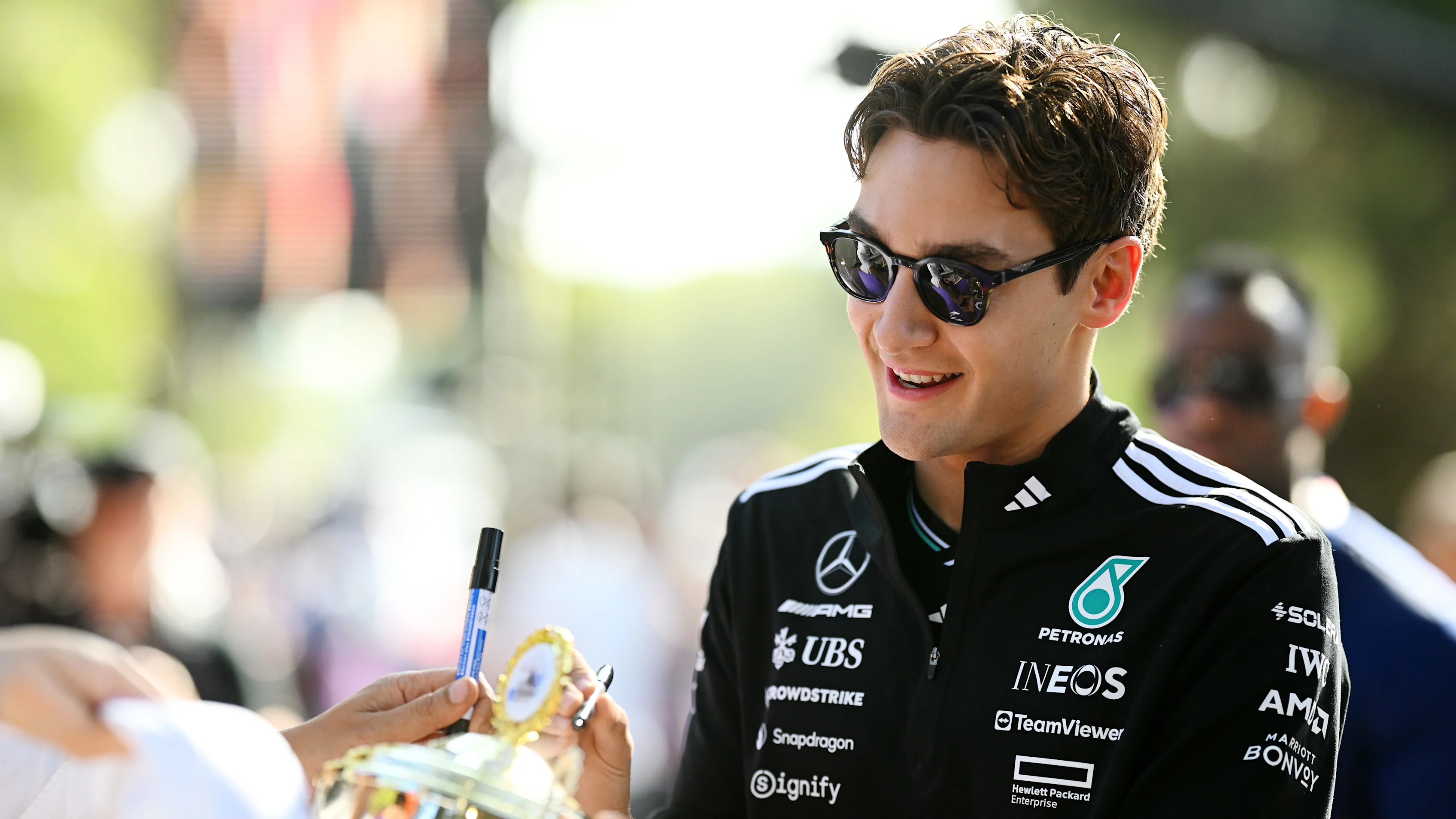 MELBOURNE, AUSTRALIA - MARCH 14: George Russell of Great Britain and Mercedes AMG Petronas F1 Team
