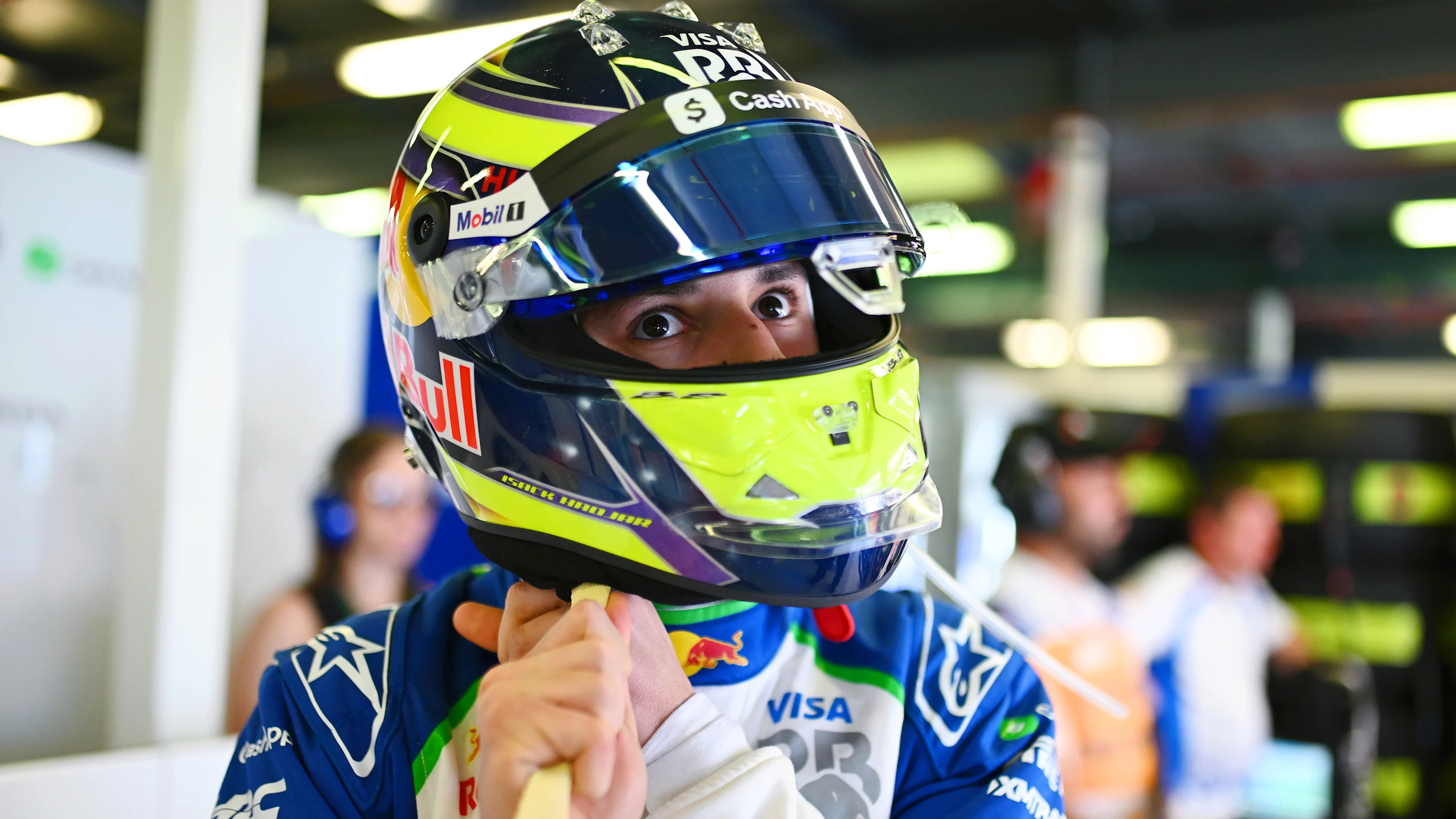 MELBOURNE, AUSTRALIA - MARCH 14: Isack Hadjar of France and Visa Cash App Racing Bulls prepares to