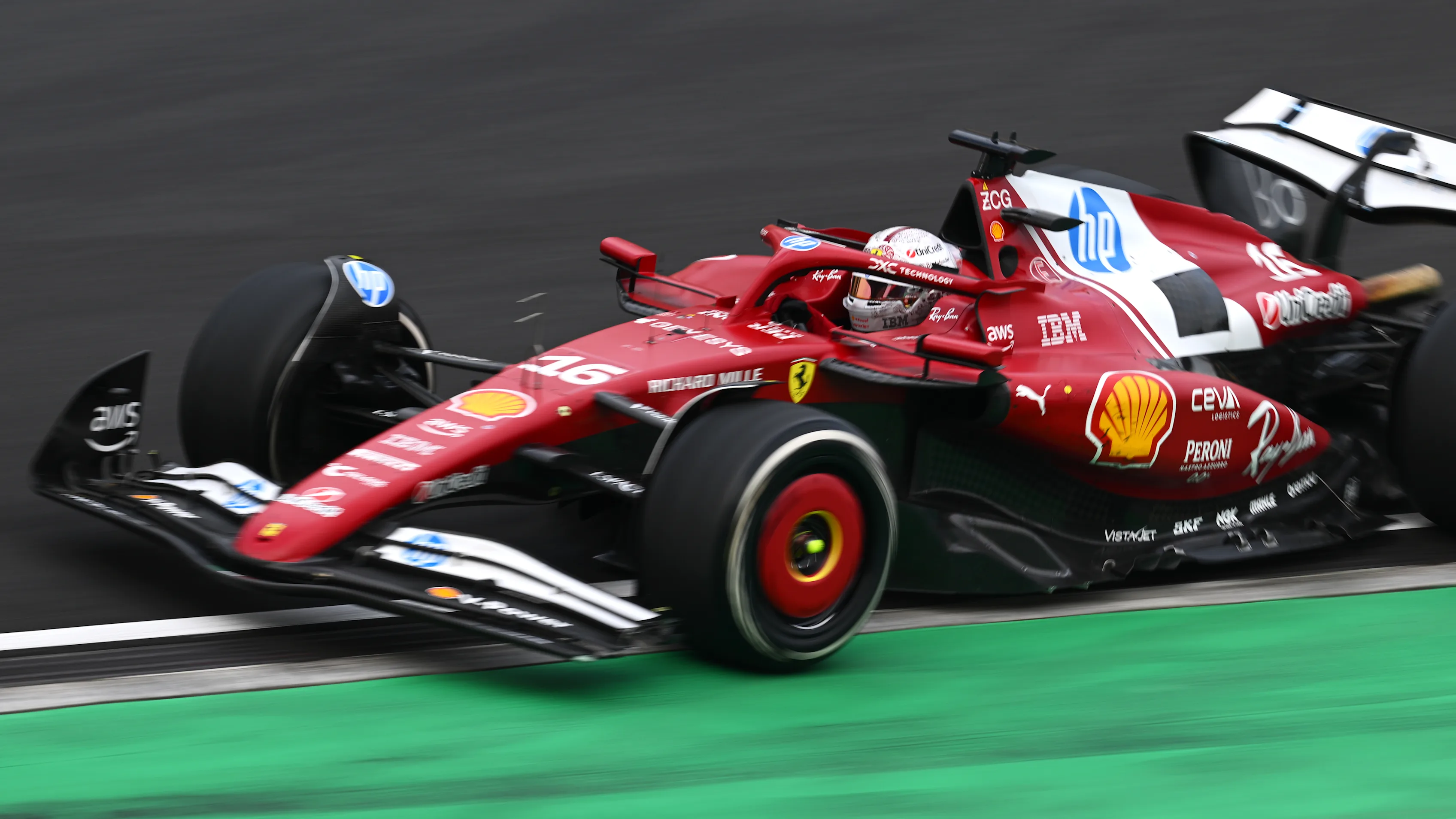 SHANGHAI, CHINA - MARCH 23: Charles Leclerc of Monaco driving the (16) Scuderia Ferrari SF-25 on