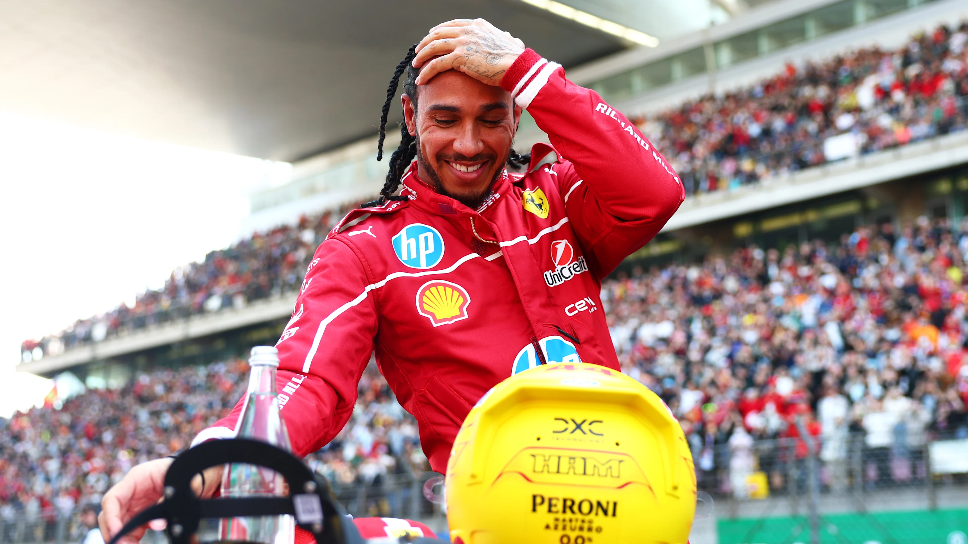 SHANGHAI, CHINA - MARCH 22: Sprint winner Lewis Hamilton of Great Britain and Scuderia Ferrari