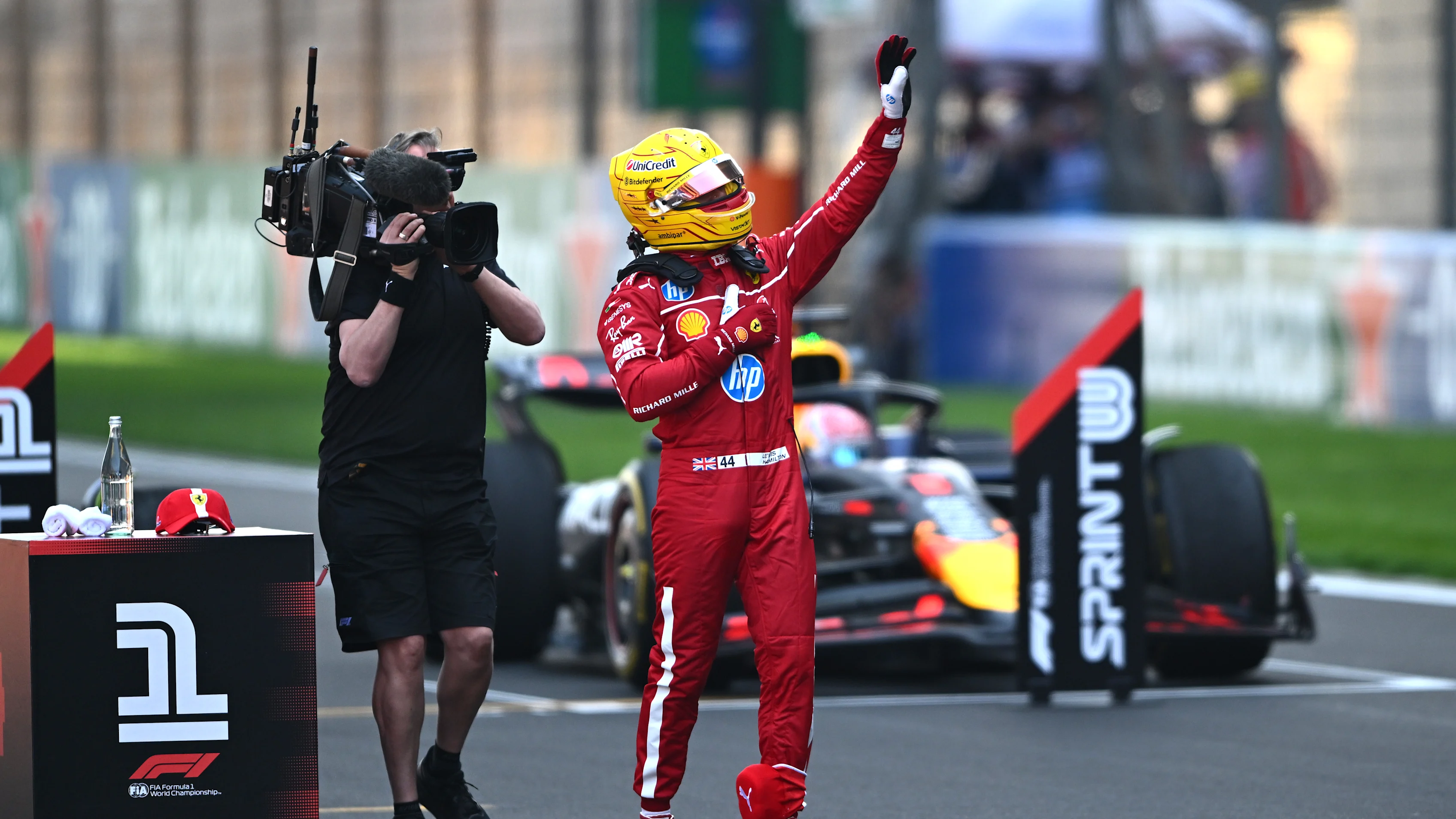 SHANGHAI, CHINA - MARCH 22: Sprint winner Lewis Hamilton of Great Britain and Scuderia Ferrari