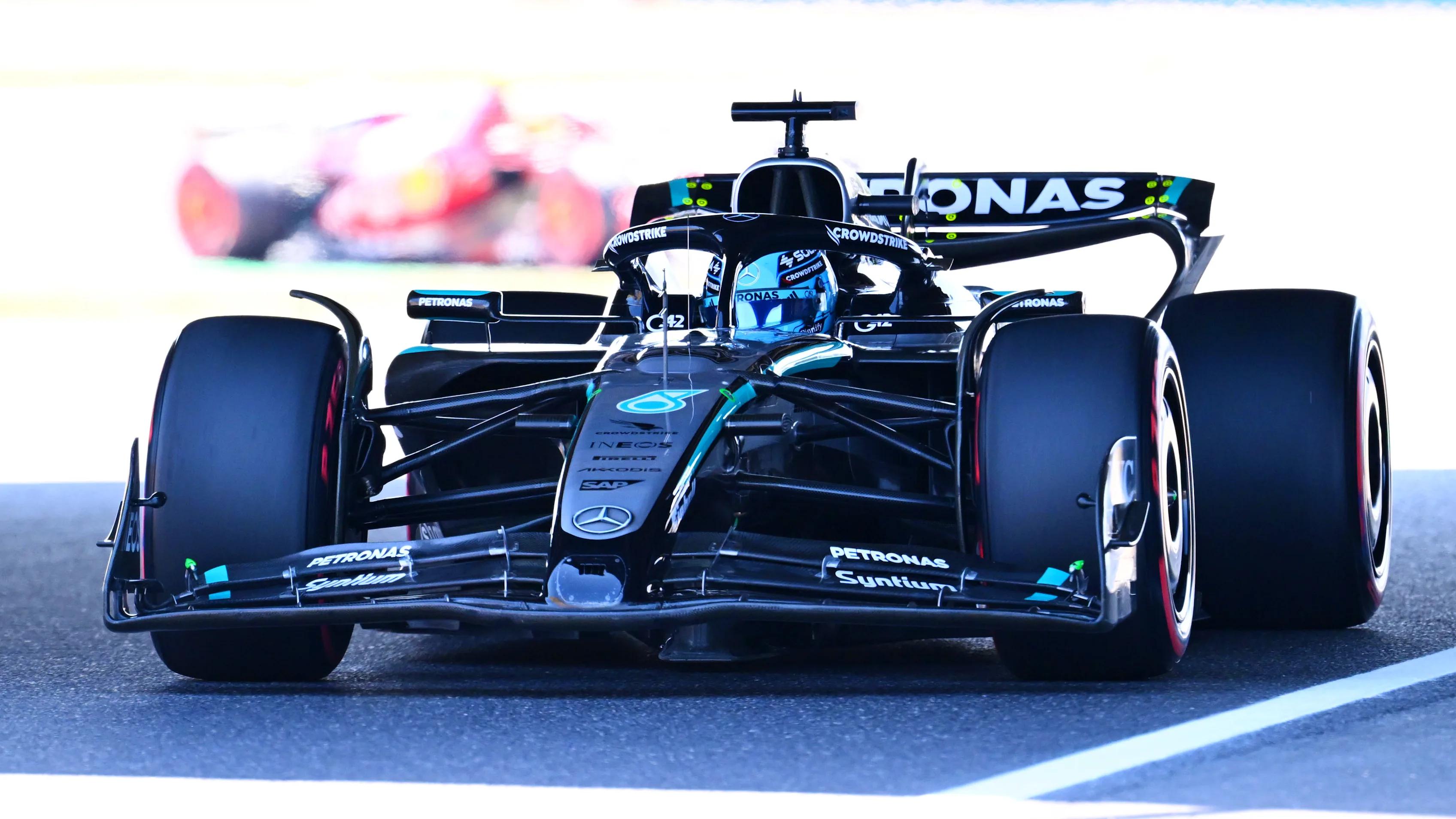 SUZUKA, JAPAN - APRIL 04: George Russell of Great Britain driving the (63) Mercedes AMG Petronas F1