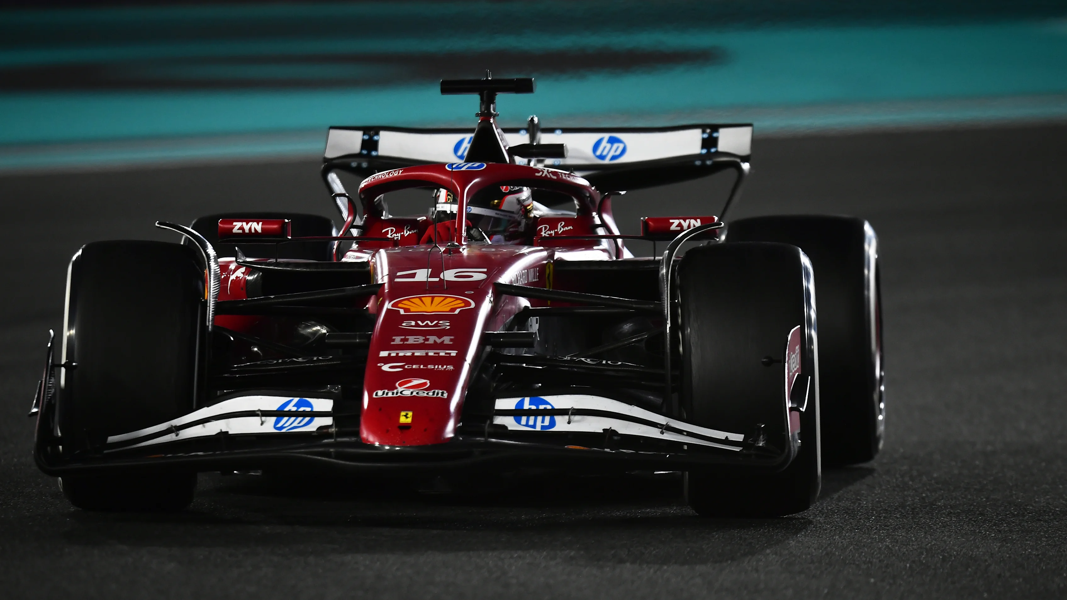 ABU DHABI, UNITED ARAB EMIRATES - DECEMBER 07: Charles Leclerc of Monaco driving the (16) Scuderia Ferrari SF-25 on track during the F1 Grand Prix of Abu Dhabi at Yas Marina Circuit on December 07, 2025 in Abu Dhabi, United Arab Emirates. (Photo by James Sutton - Formula 1/Formula 1 via Getty Images)