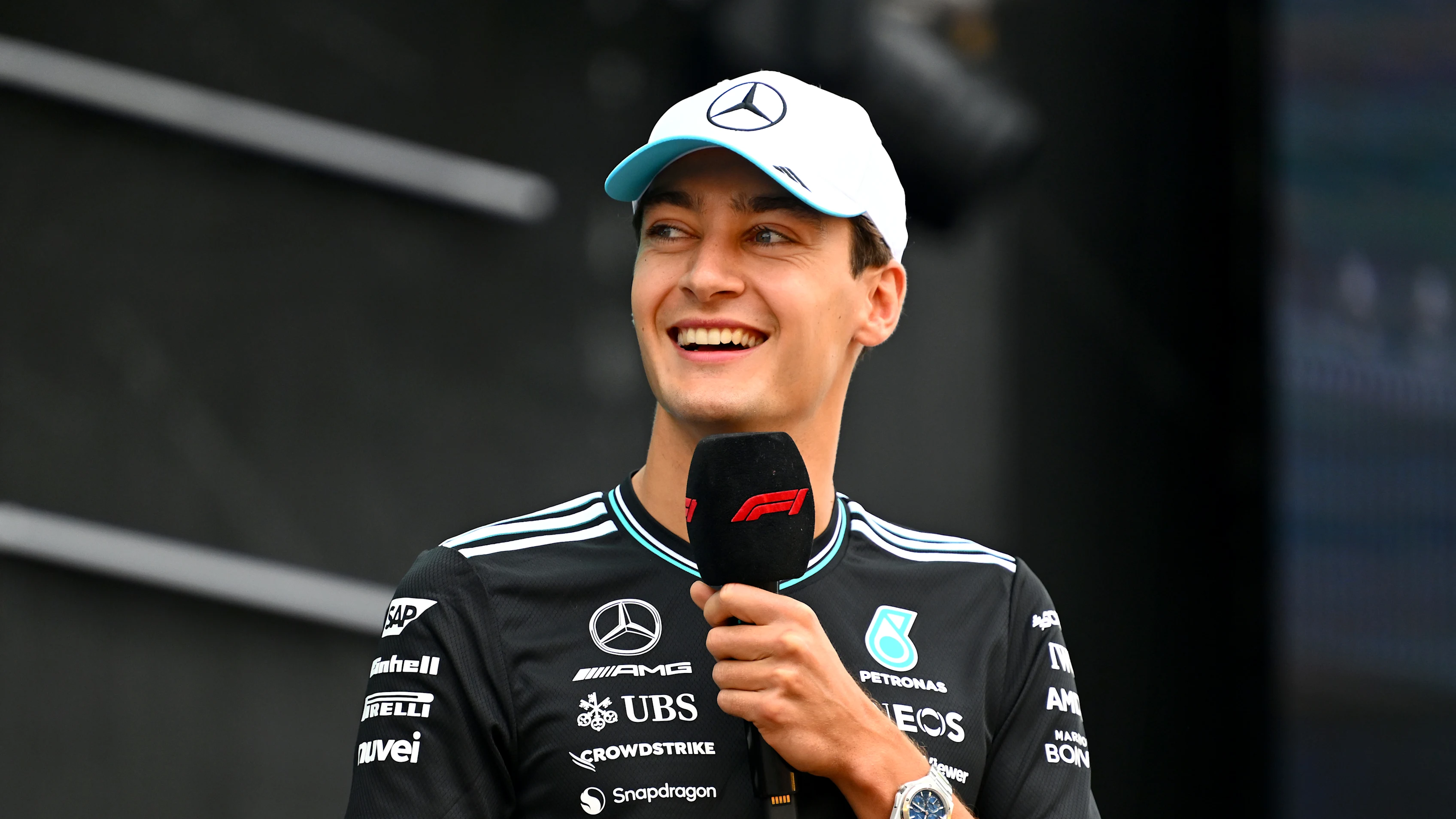 SPIELBERG, AUSTRIA - JUNE 28: George Russell of Great Britain and Mercedes AMG Petronas F1 Team on