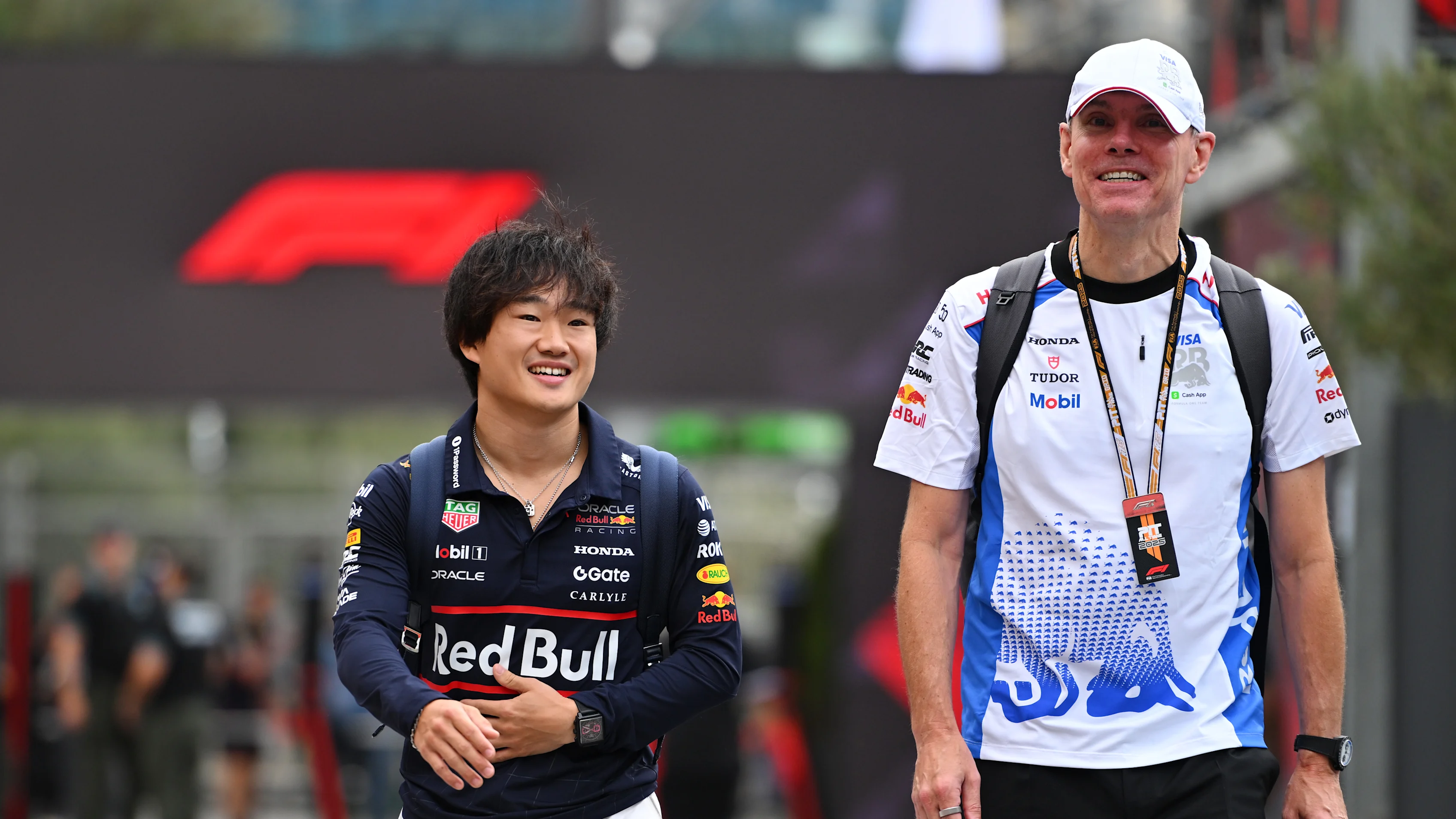 BAKU, AZERBAIJAN - SEPTEMBER 19: Yuki Tsunoda of Japan and Oracle Red Bull Racing and Alan Permane,