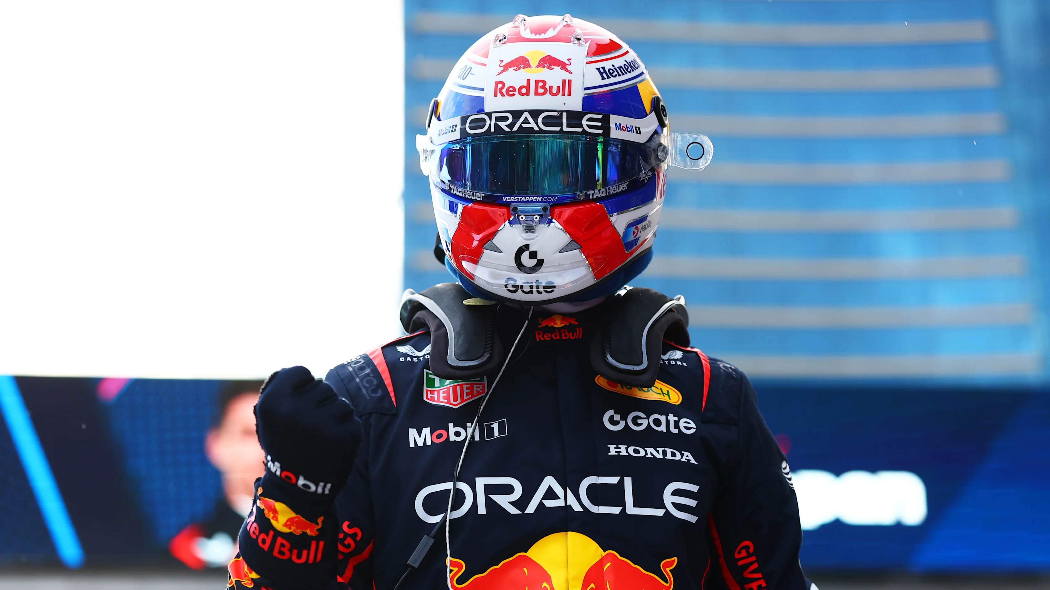 BAKU, AZERBAIJAN - SEPTEMBER 20: Pole position qualifier Max Verstappen of the Netherlands and