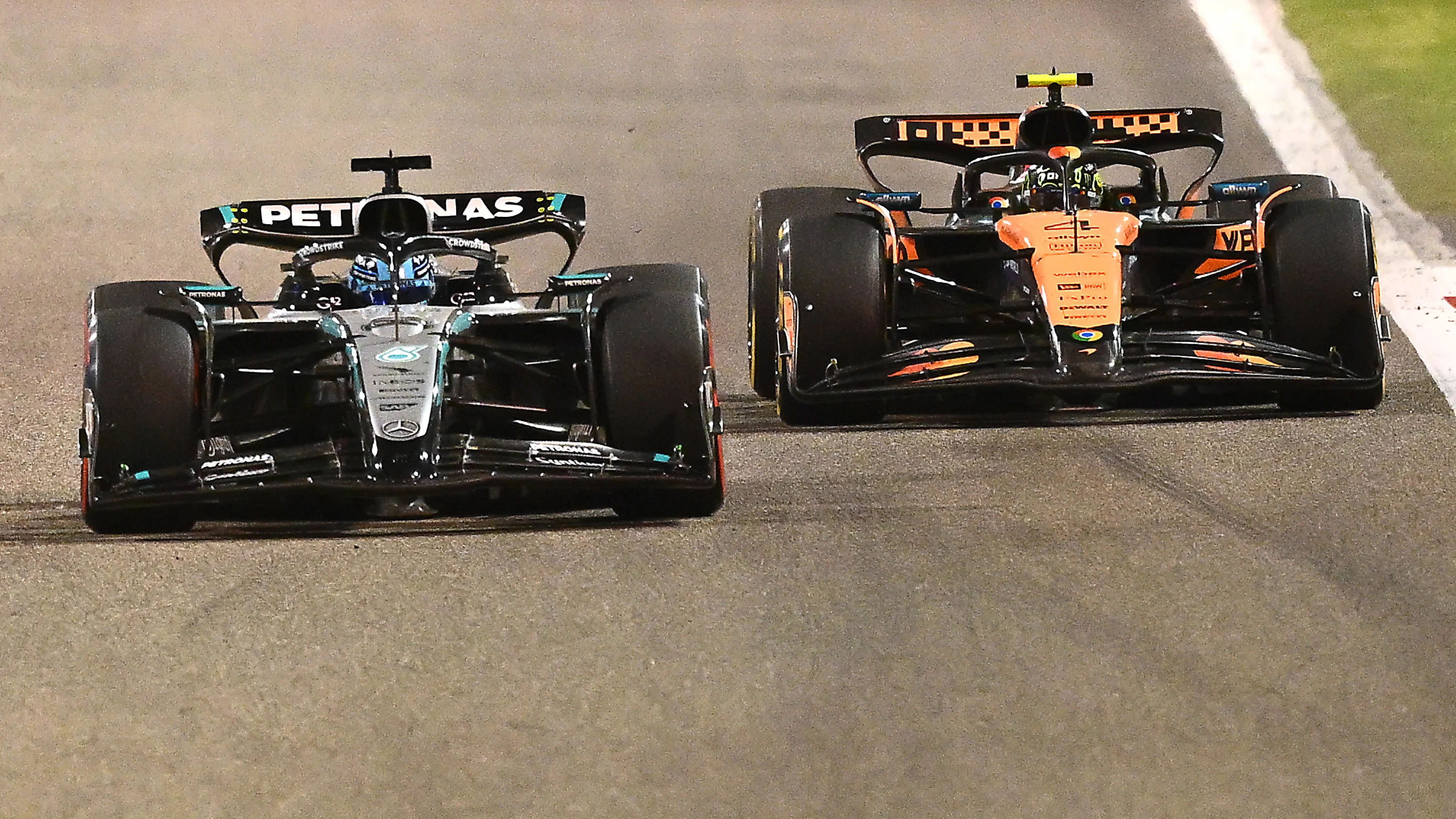 BAHRAIN, BAHRAIN - APRIL 13: George Russell of Great Britain driving the (63) Mercedes AMG Petronas