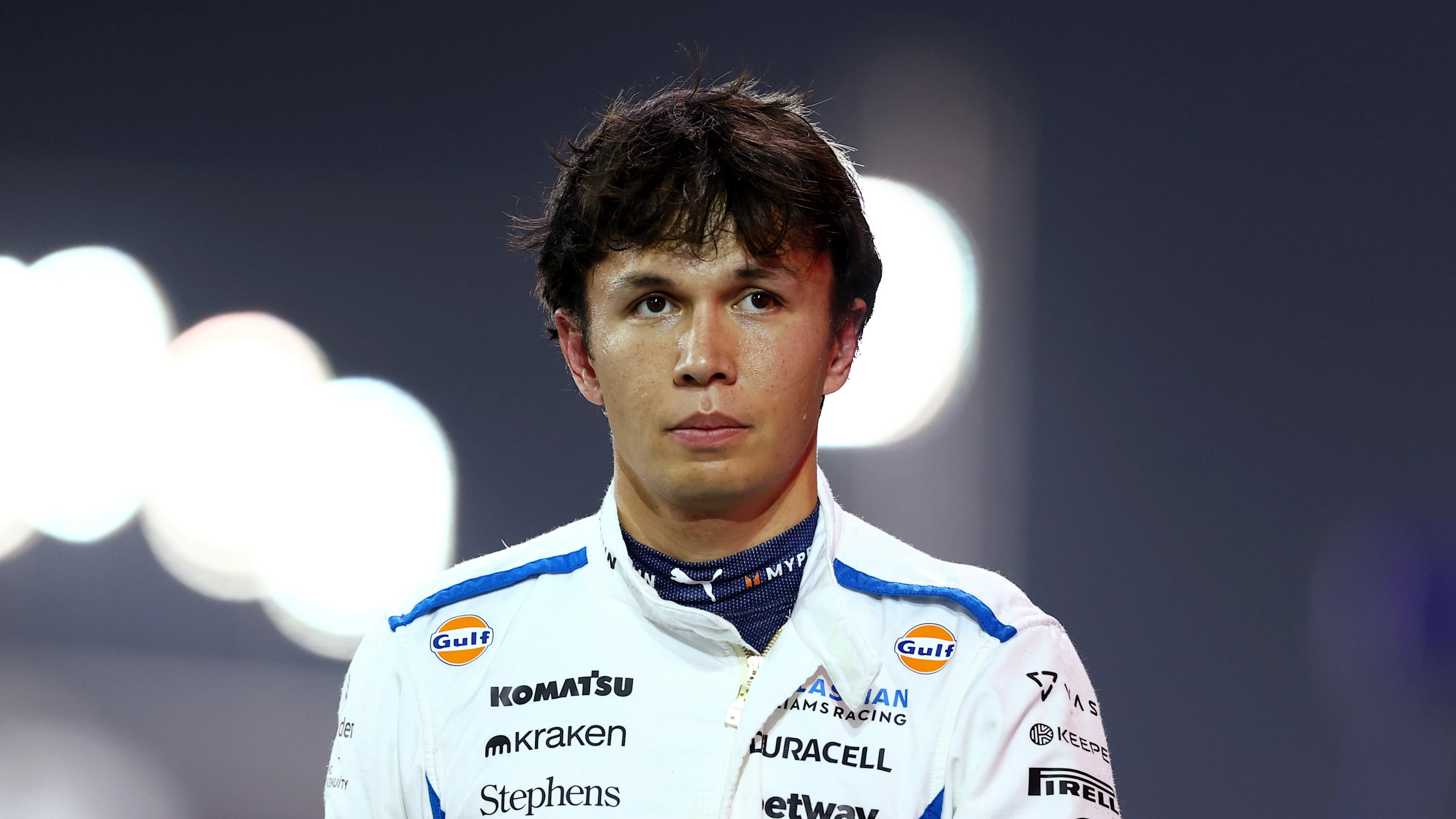 BAHRAIN, BAHRAIN - APRIL 12: Sixteenth placed qualifier Alexander Albon of Thailand and Williams