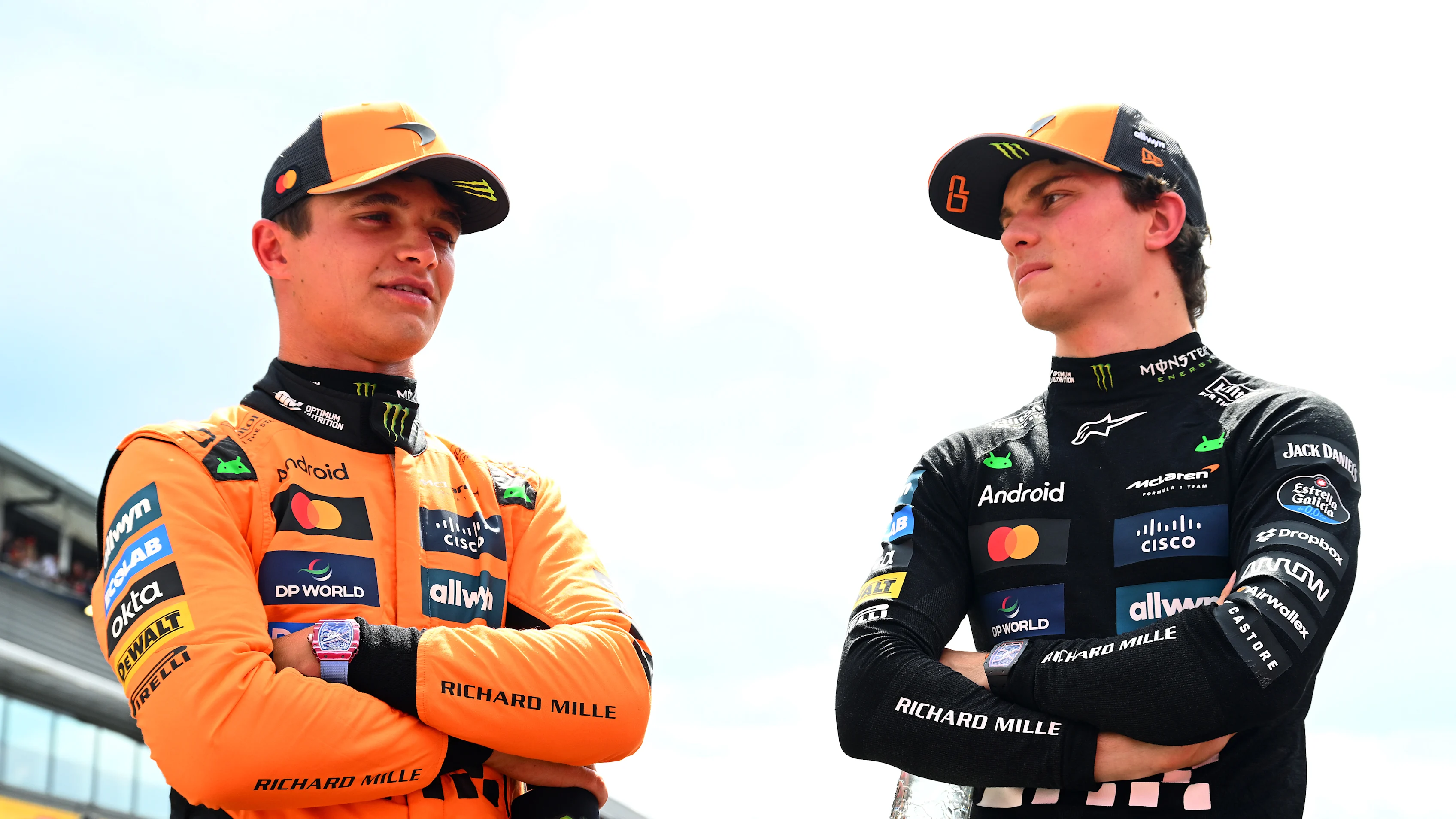 SPA, BELGIUM - JULY 26: Second placed Oscar Piastri of Australia and McLaren and Third placed Lando