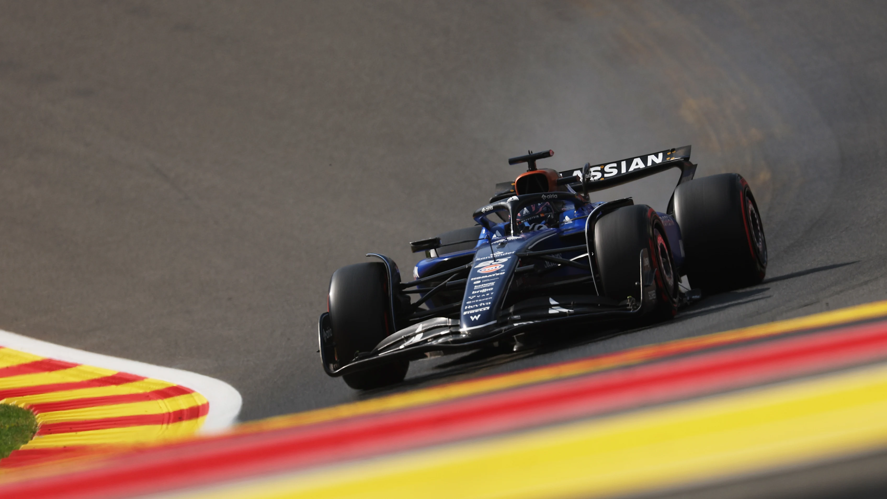 SPA, BELGIUM - JULY 26: Alexander Albon of Thailand driving the (23) Williams FW47 Mercedes on