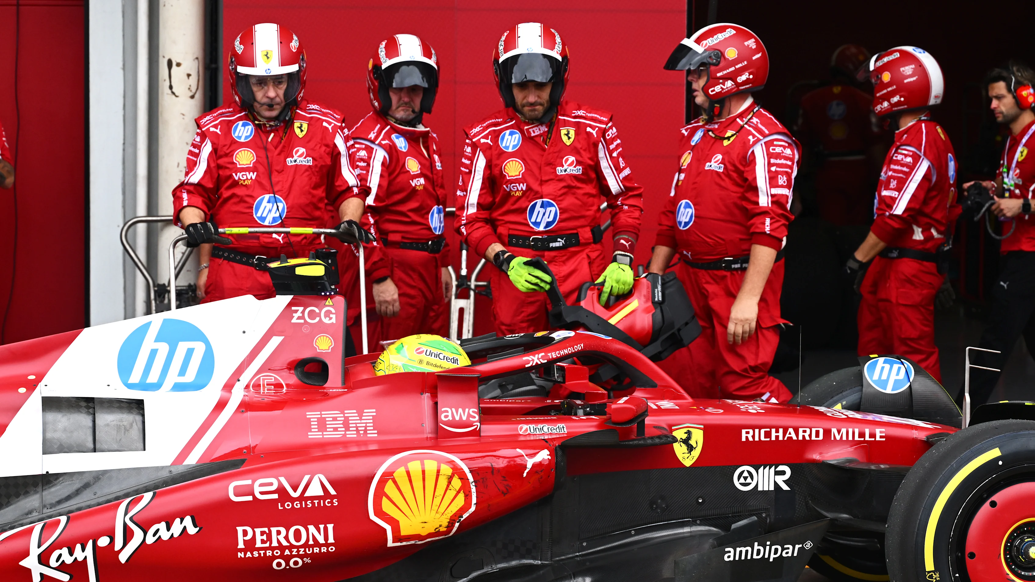 SAO PAULO, BRAZIL - NOVEMBER 09: Lewis Hamilton of Great Britain driving the (44) Scuderia Ferrari