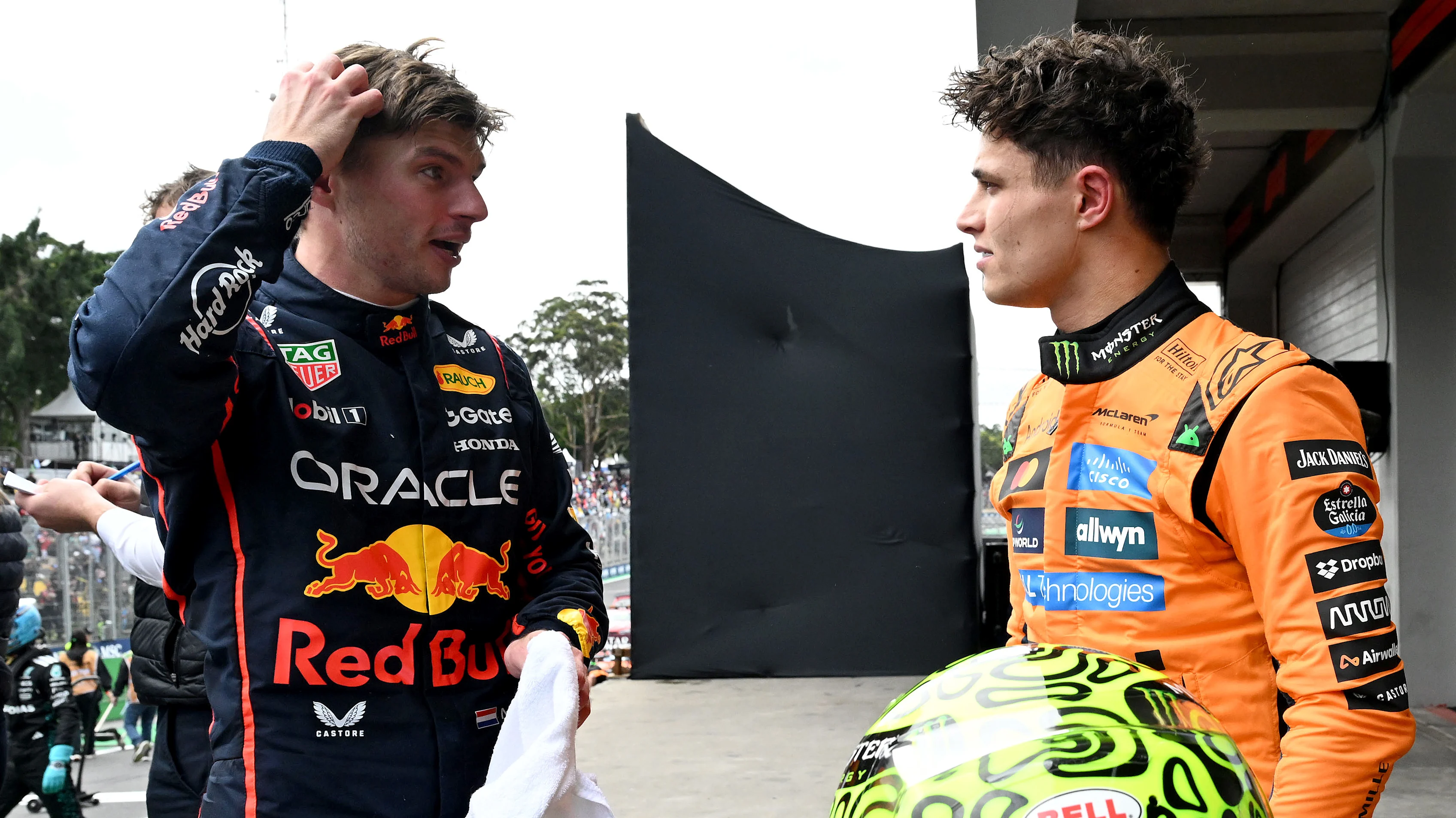 SAO PAULO, BRAZIL - NOVEMBER 09: Race winner Lando Norris of Great Britain and McLaren and Third
