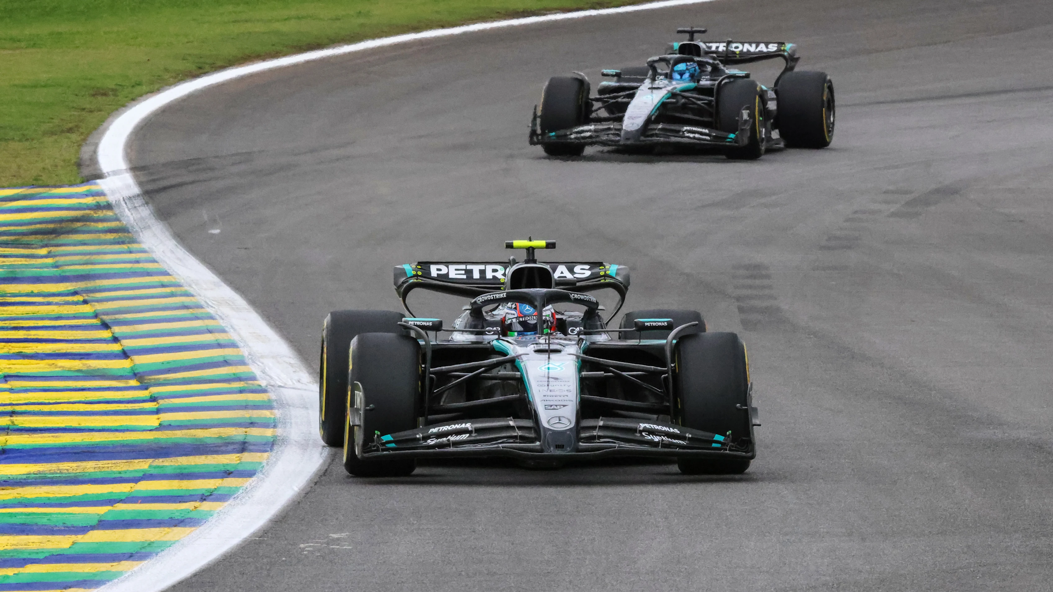 SAO PAULO, BRAZIL - NOVEMBER 08: Andrea Kimi Antonelli of Italy driving the (12) Mercedes AMG