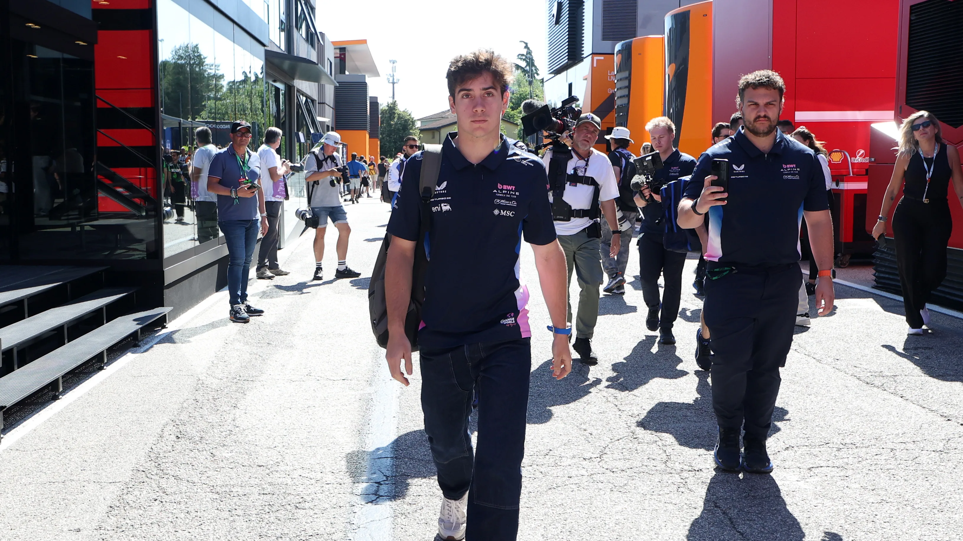 IMOLA, ITALY - MAY 18: Franco Colapinto of Argentina and Alpine F1 arrives in the Paddock prior to