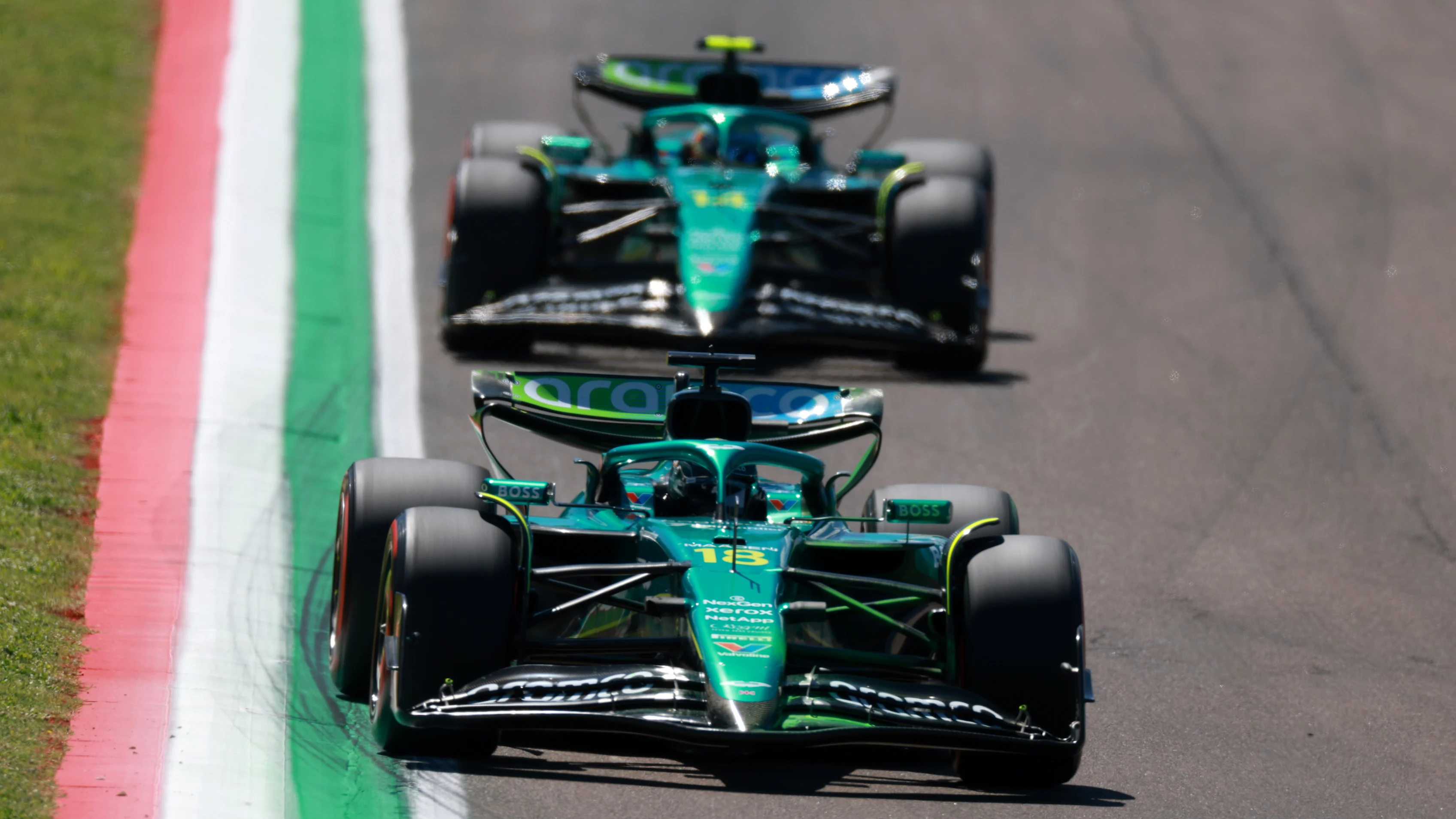 IMOLA, ITALY - MAY 16: Lance Stroll of Canada driving the (18) Aston Martin F1 Team AMR25 Mercedes