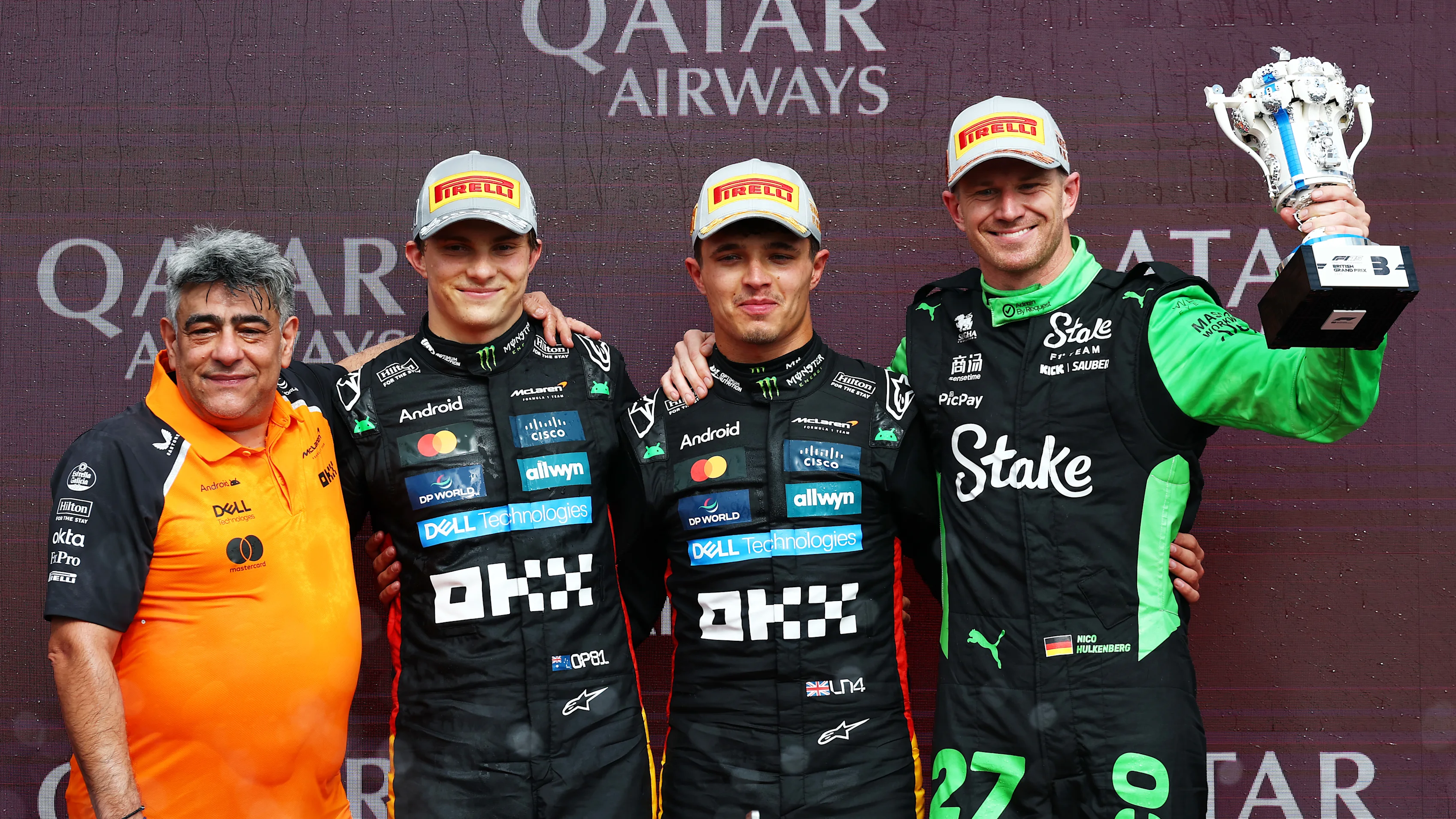 NORTHAMPTON, ENGLAND - JULY 06: Race winner Lando Norris of Great Britain and McLaren, Second