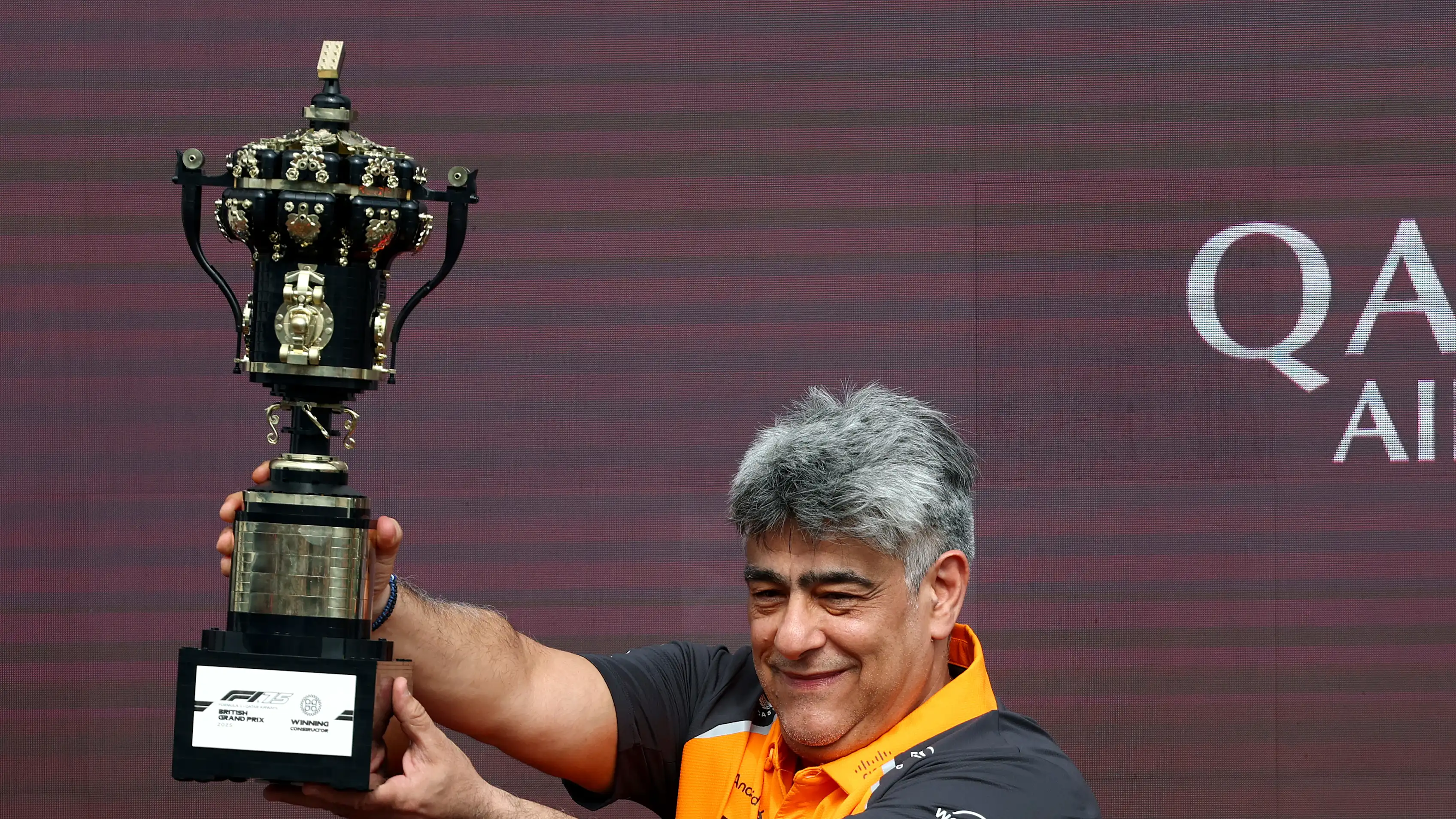 NORTHAMPTON, ENGLAND - JULY 06: Peter Prodromou, Technical Director (Aerodynamics), McLaren lifts