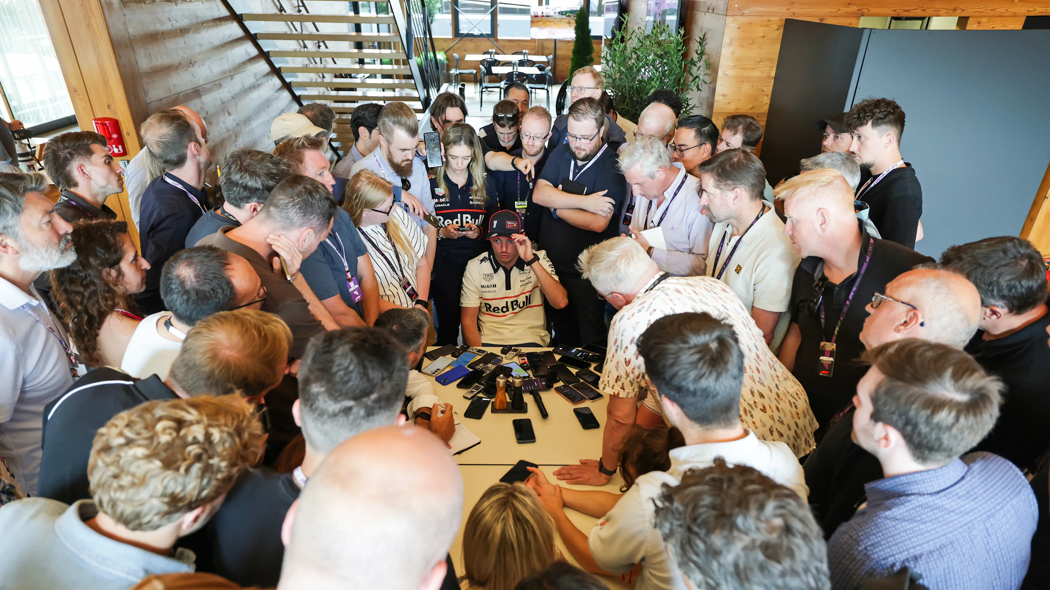 NORTHAMPTON, ENGLAND - JULY 03: Max Verstappen of the Netherlands and Oracle Red Bull Racing holds