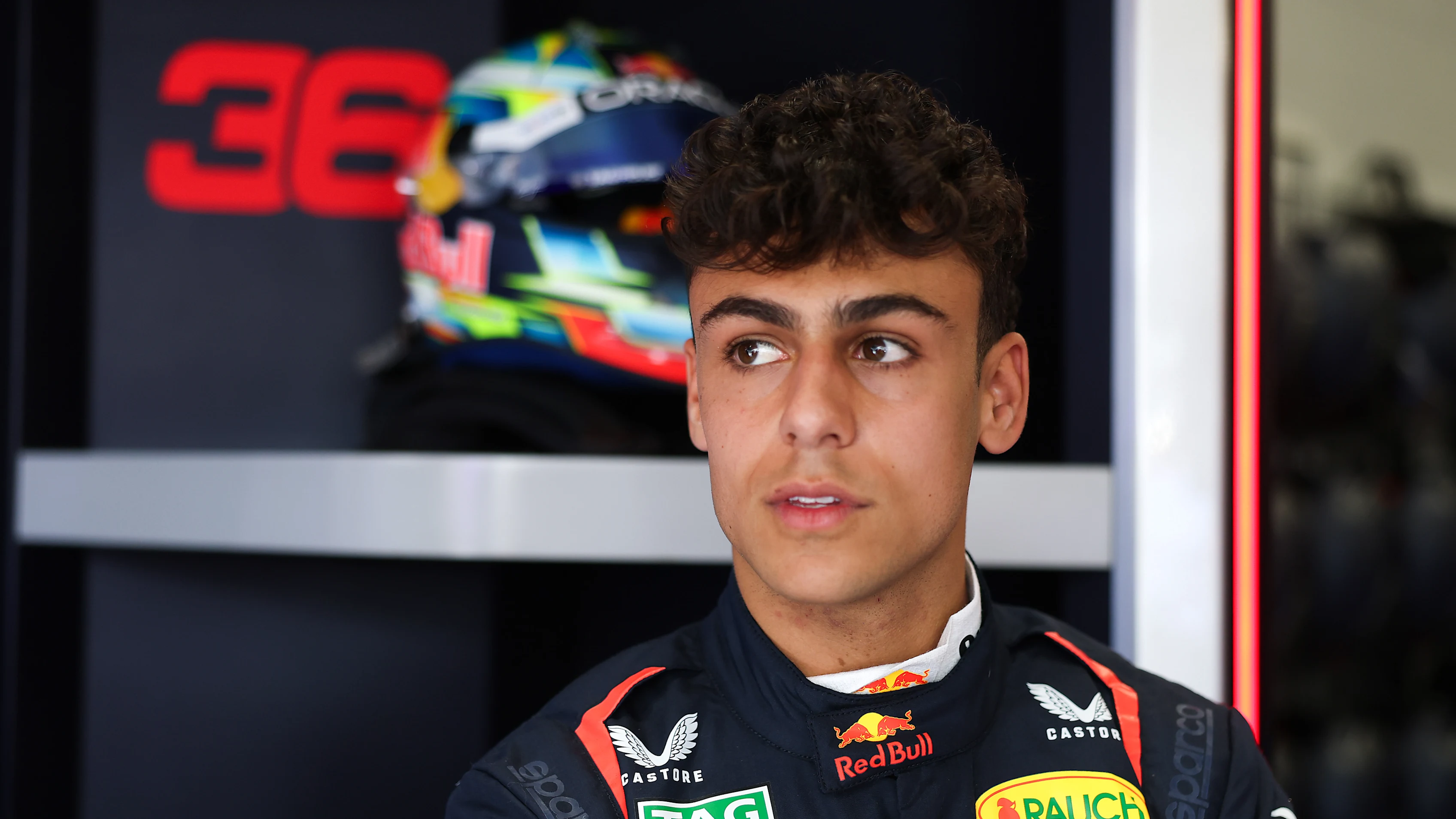 NORTHAMPTON, ENGLAND - JULY 03: Arvid Lindblad of Great Britain and Oracle Red Bull Racing looks on