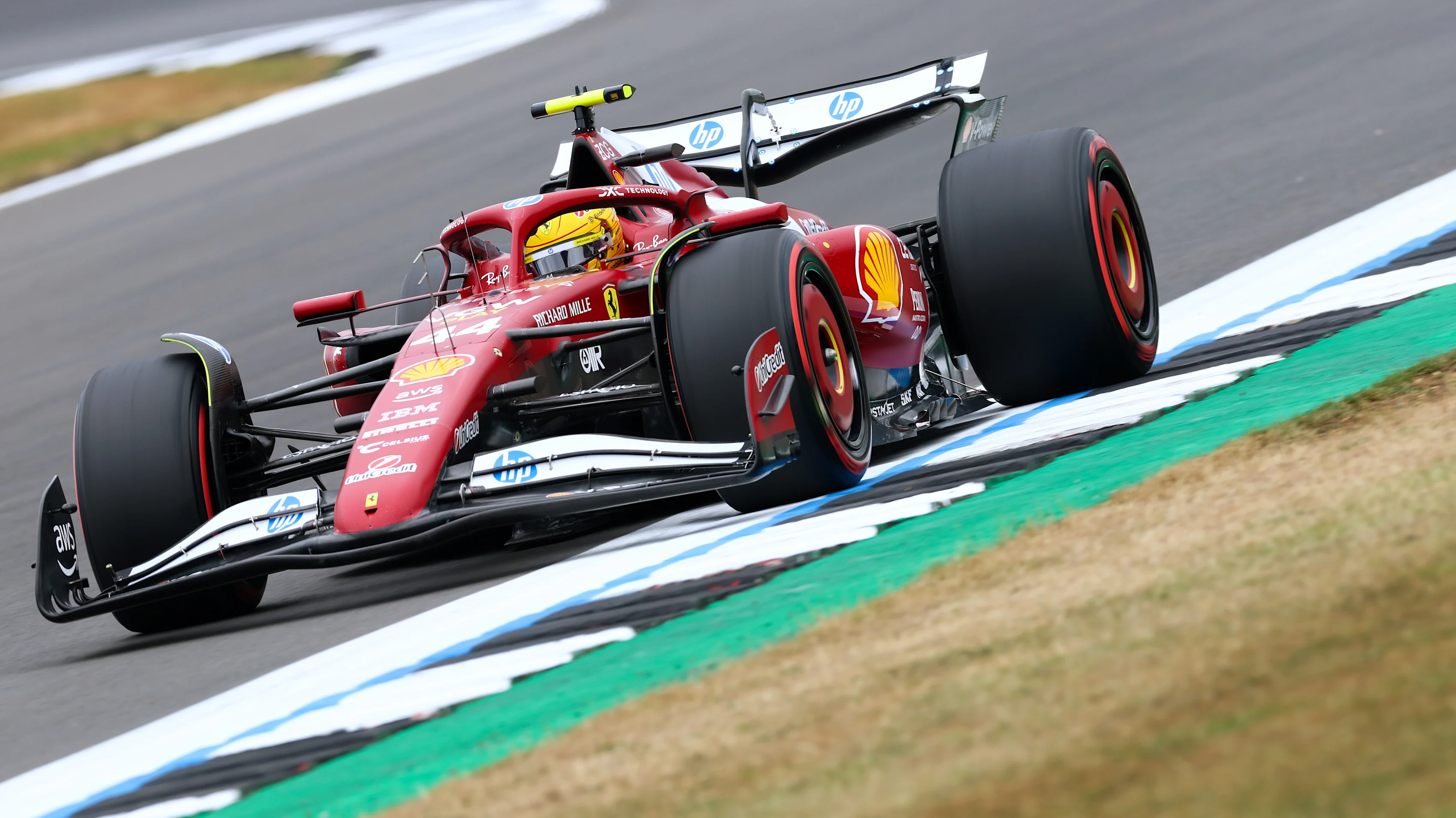 NORTHAMPTON, ENGLAND - JULY 05: Lewis Hamilton of Great Britain driving the (44) Scuderia Ferrari SF-25 on track during final practice ahead of the F1 Grand Prix of Great Britain at Silverstone Circuit on July 05, 2025 in Northampton, England. (Photo by Mark Thompson/Getty Images)