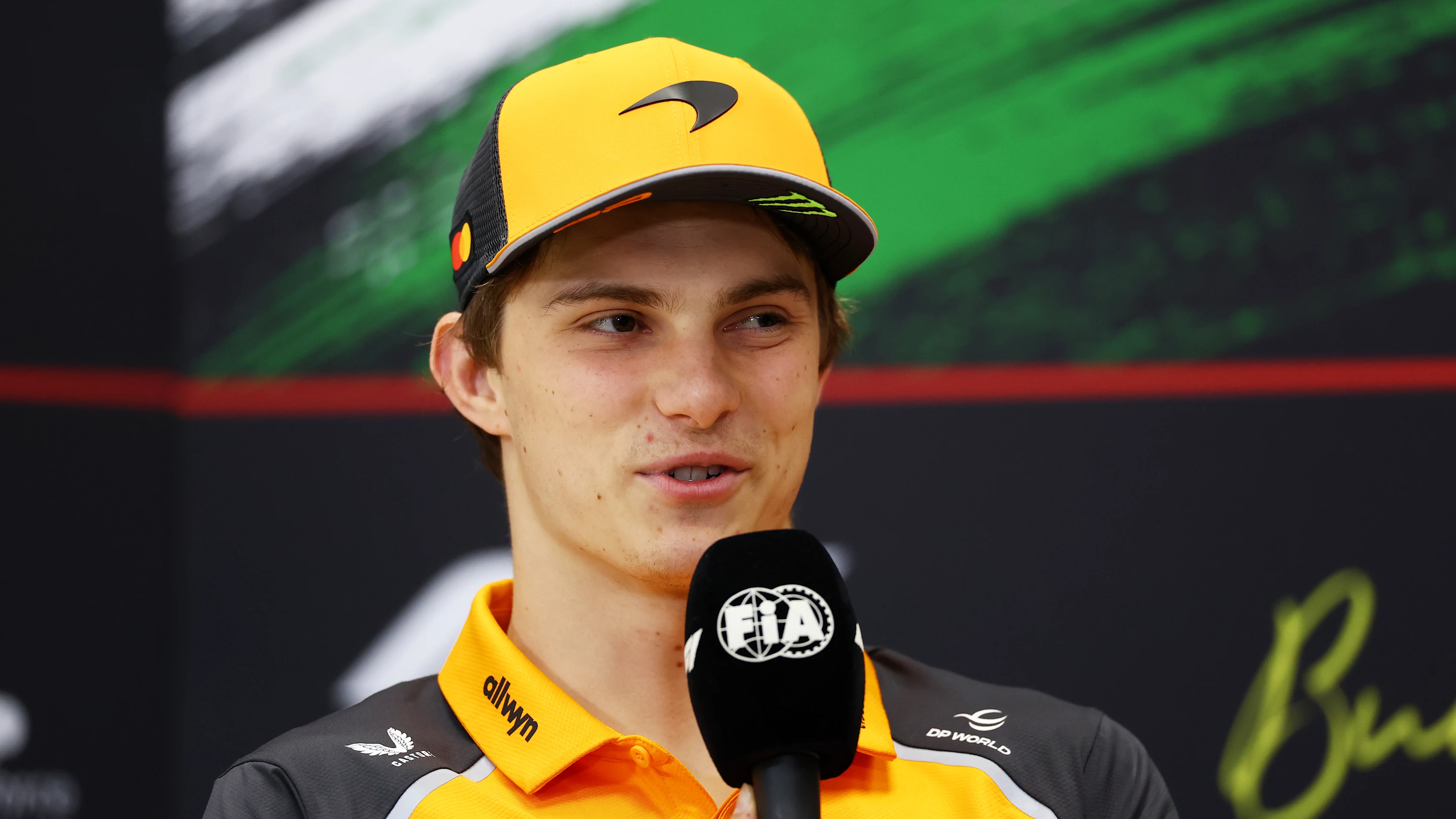 BUDAPEST, HUNGARY - JULY 31: Oscar Piastri of Australia and McLaren speaks in the Drivers Press