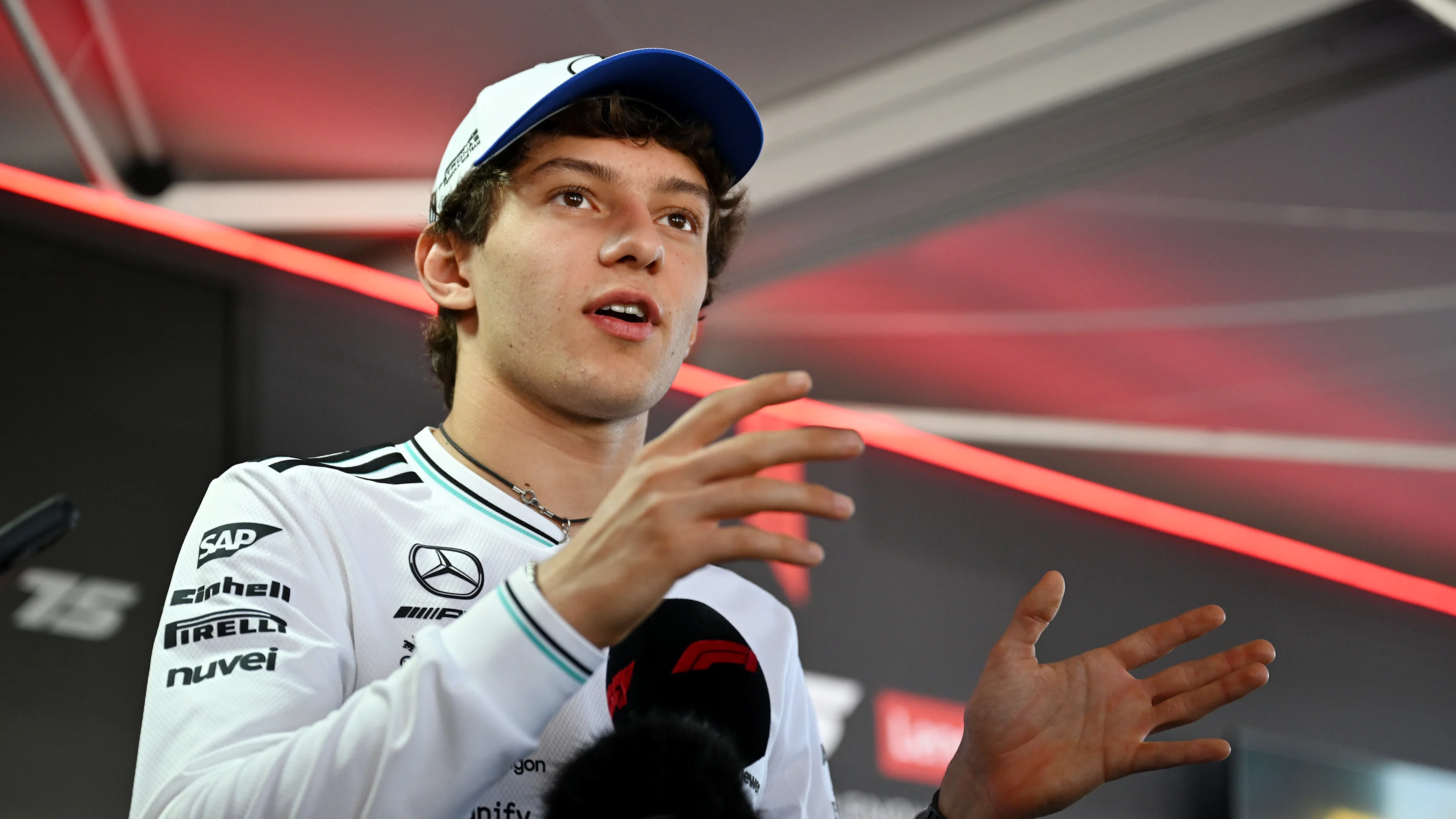 BUDAPEST, HUNGARY - JULY 31: Andrea Kimi Antonelli of Italy and Mercedes AMG Petronas F1 Team looks