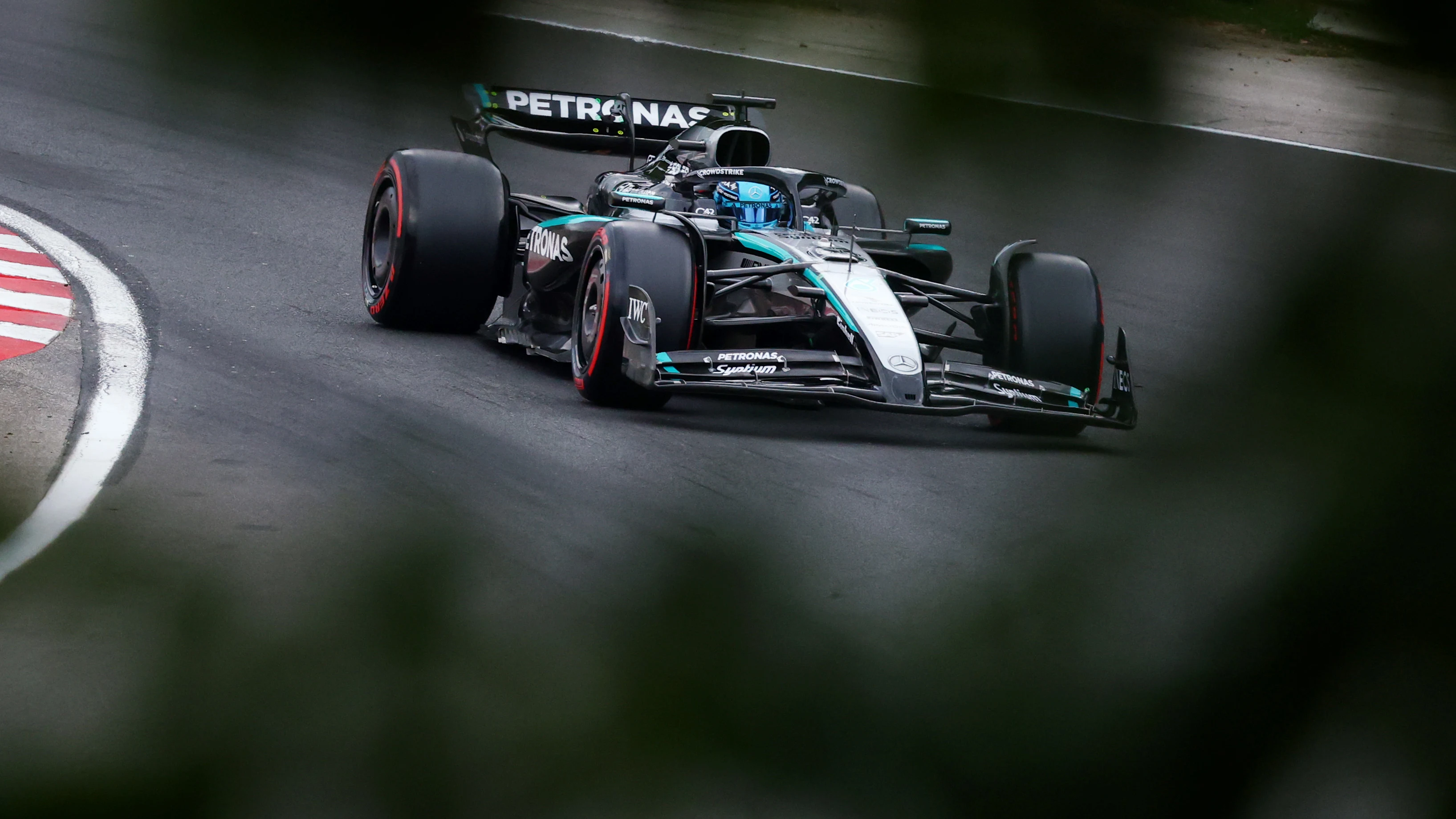BUDAPEST, HUNGARY - AUGUST 02: George Russell of Great Britain driving the (63) Mercedes AMG
