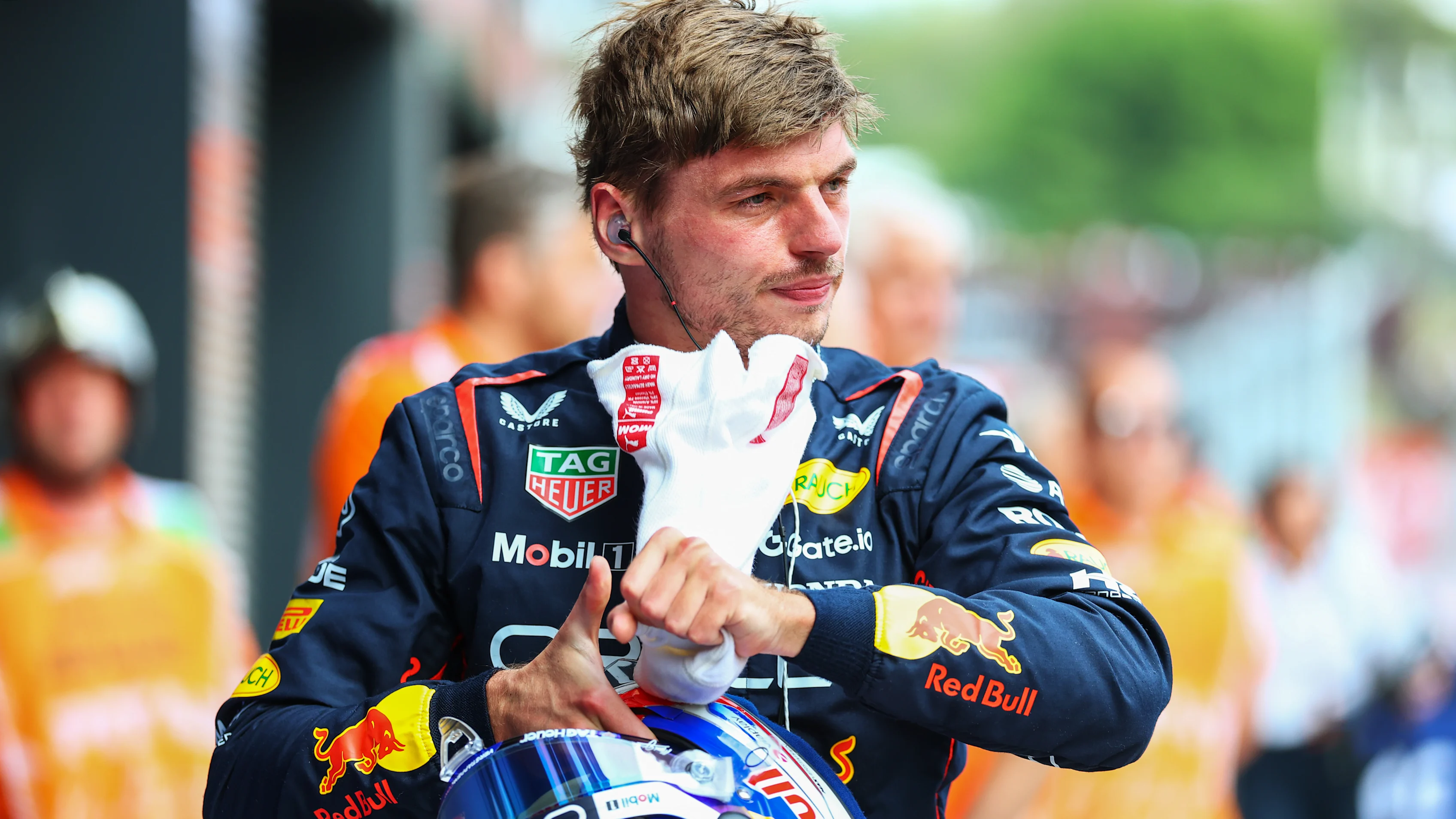 BUDAPEST, HUNGARY - AUGUST 02: Eighth placed qualifier Max Verstappen of the Netherlands and Oracle