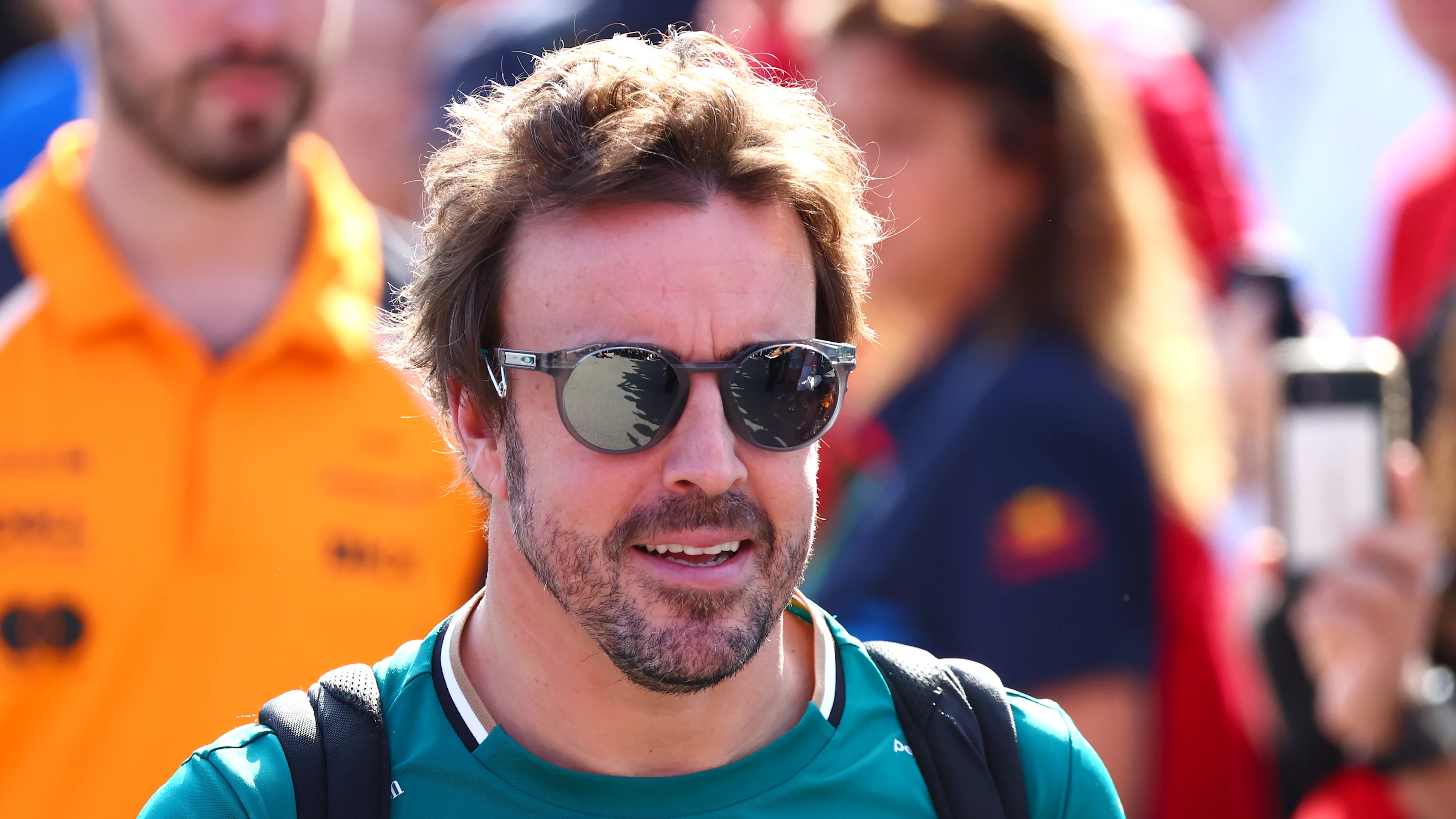 MONZA, ITALY - SEPTEMBER 07: Fernando Alonso of Spain and Aston Martin F1 Team arrives in the