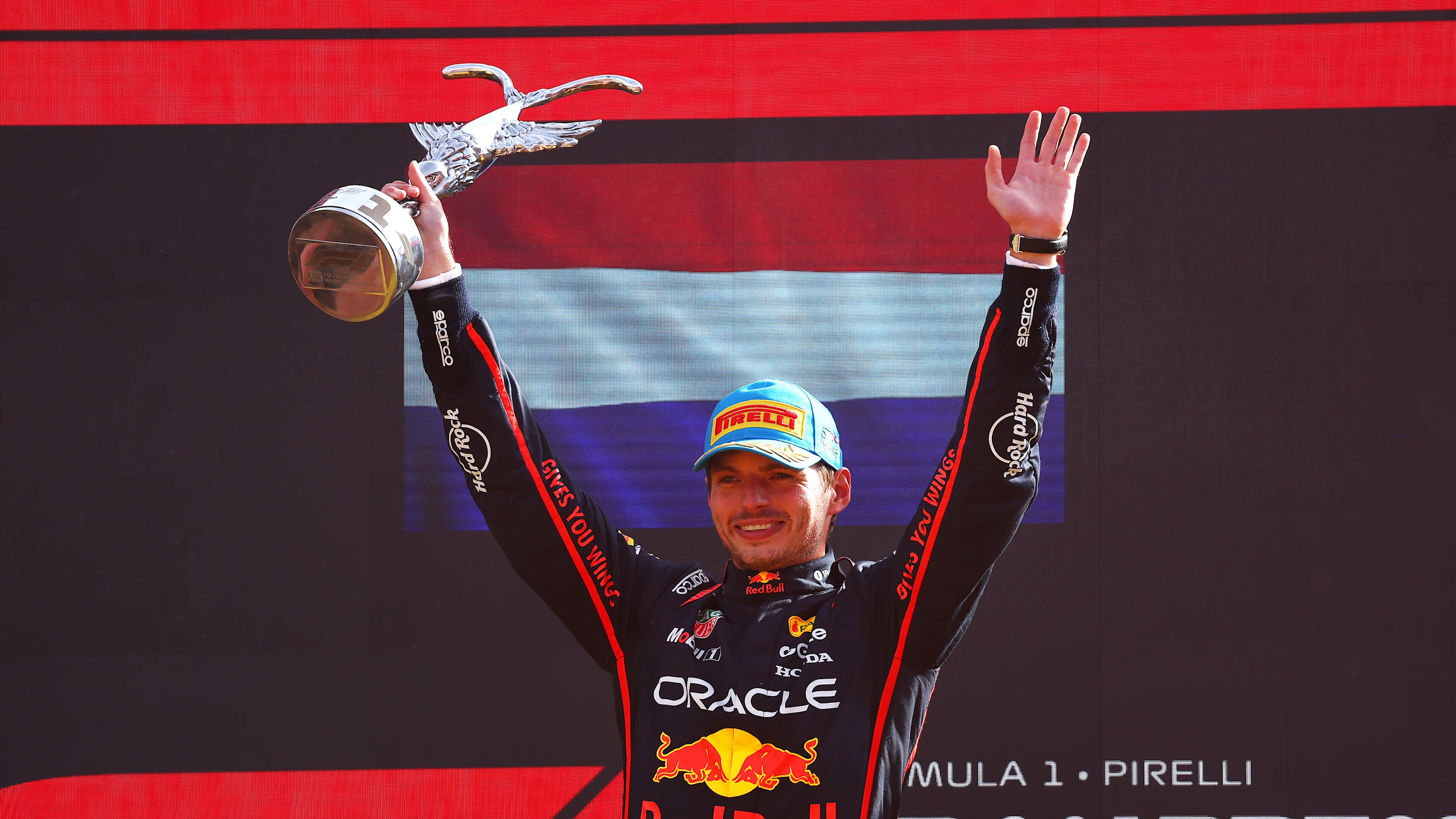 MONZA, ITALY - SEPTEMBER 07: Race winner Max Verstappen of the Netherlands and Oracle Red Bull