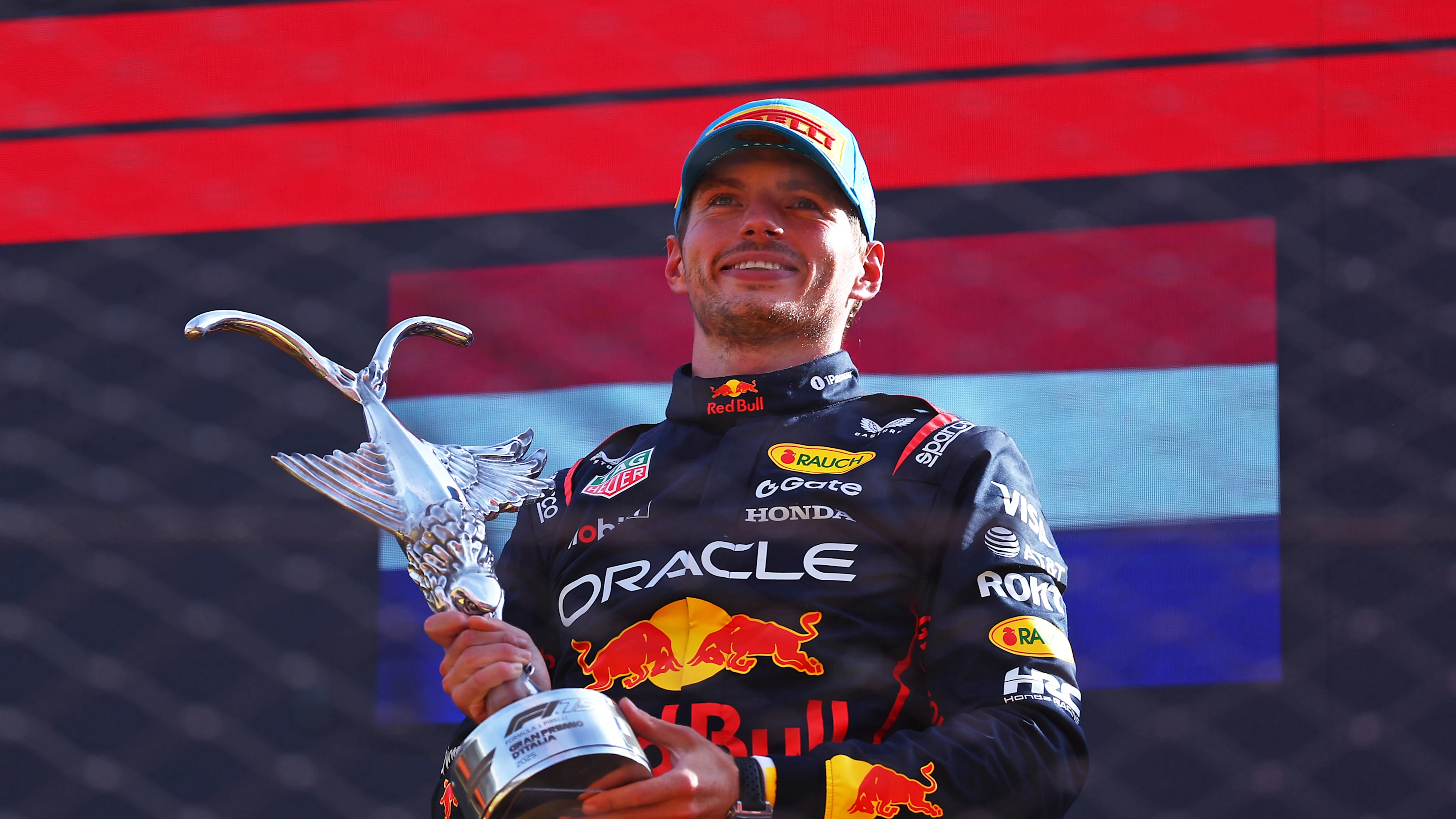 MONZA, ITALY - SEPTEMBER 07: Race winner Max Verstappen of the Netherlands and Oracle Red Bull