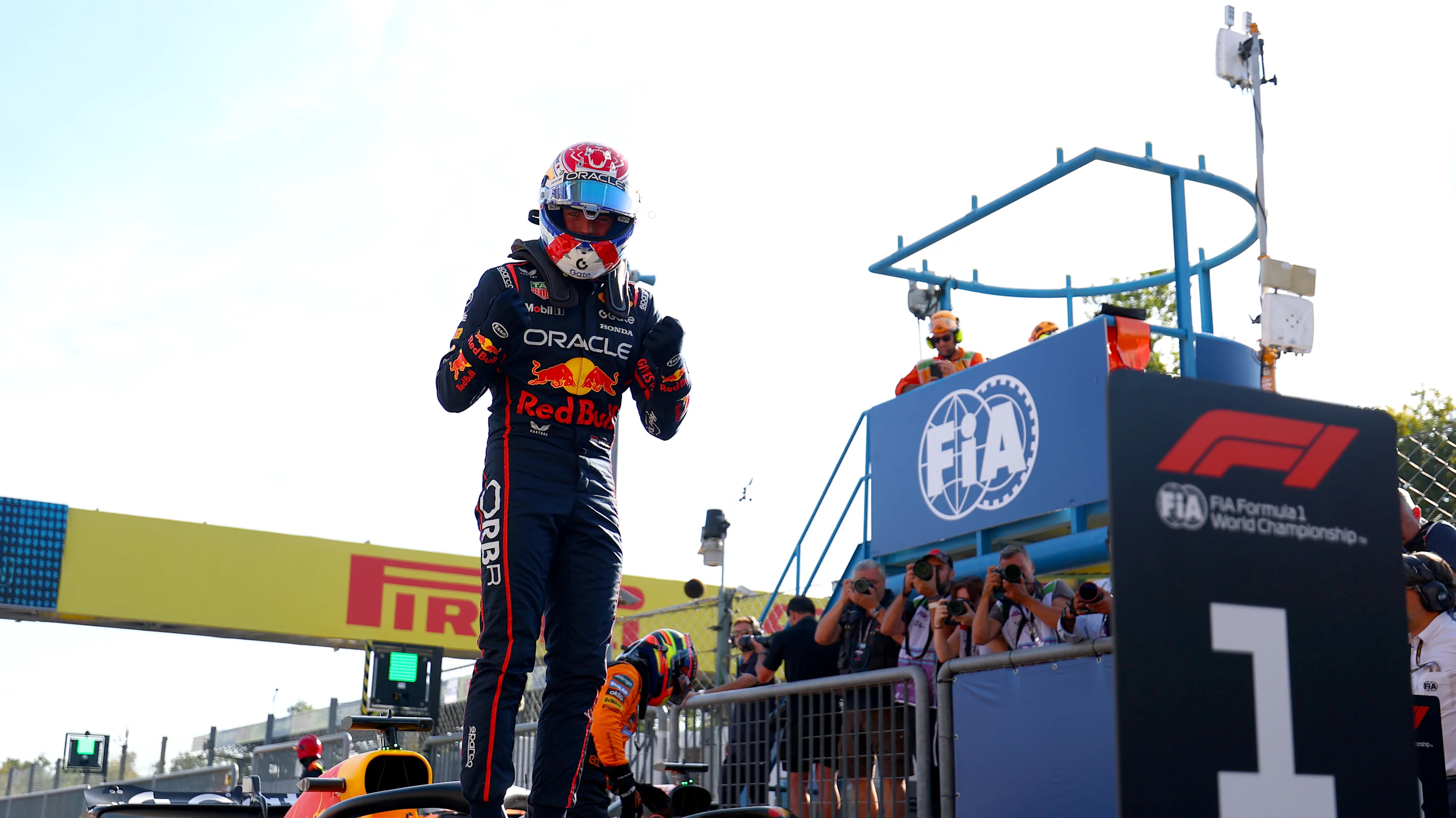 MONZA, ITALY - SEPTEMBER 06: Pole position qualifier Max Verstappen of the Netherlands and Oracle