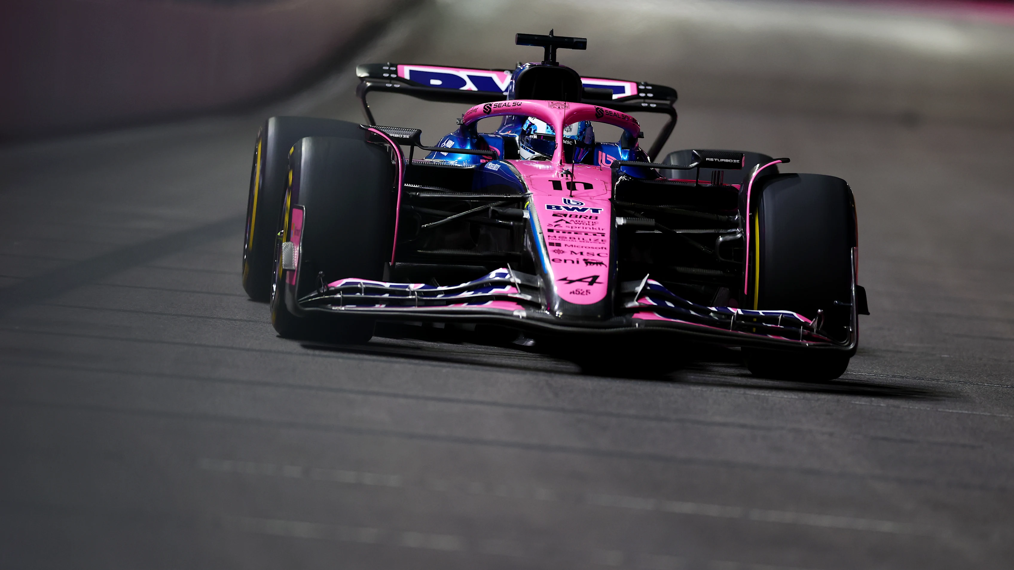 LAS VEGAS, NEVADA - NOVEMBER 20: Pierre Gasly of France driving the (10) Alpine F1 A525 Renault on track during practice ahead of the F1 Grand Prix of Las Vegas at Las Vegas Strip Circuit on November 20, 2025 in Las Vegas, Nevada. (Photo by Bryn Lennon - Formula 1/Formula 1 via Getty Images)